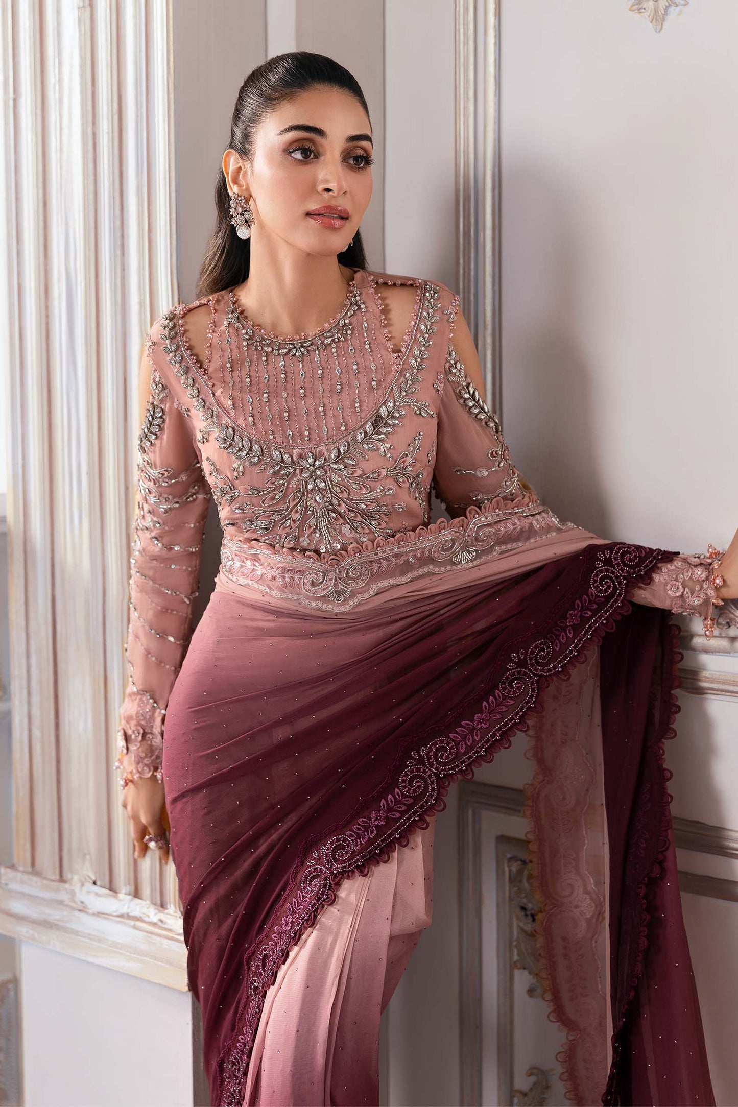 Maria B | Mbroidered 2025 | BD-3001 L Ash Pink Saree