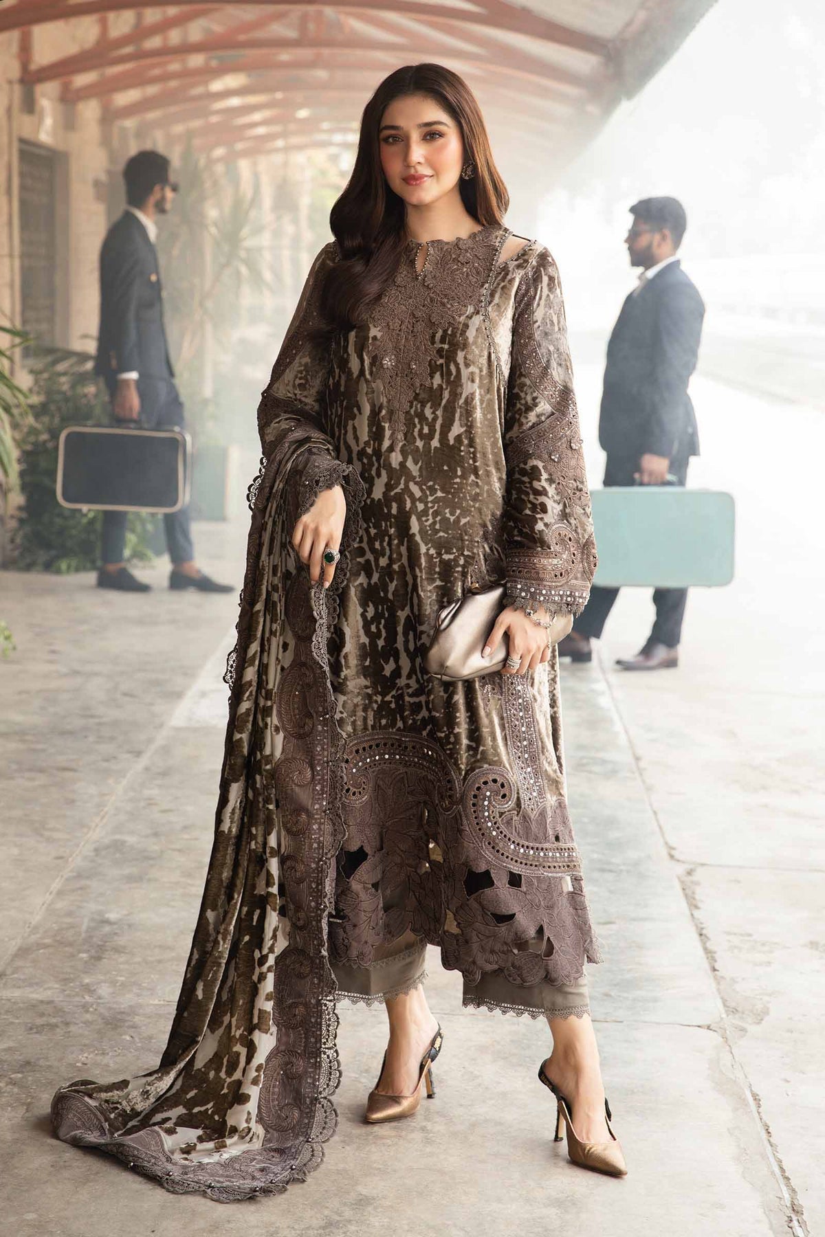 Maria B | Winter Luxe 24 | Velvet DL-1201 - Pakistani Designer Dress - by Maria B | Type: Ladies Clothes - 100% Original at Saira Sultan