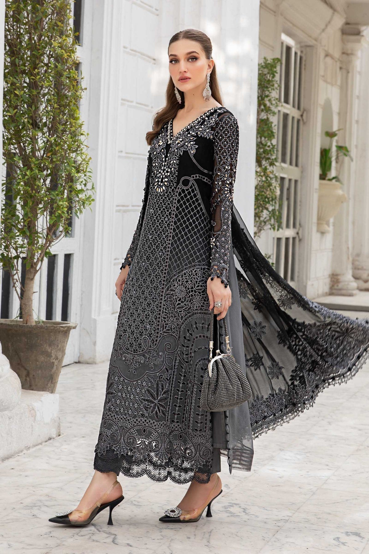 Maria B | Chiffon Formals 24 | Chiffon Suit | MPC-24-101 - Pakistani Designer Dress - by Maria B | Type: Formal - 100% Original at Saira Sultan