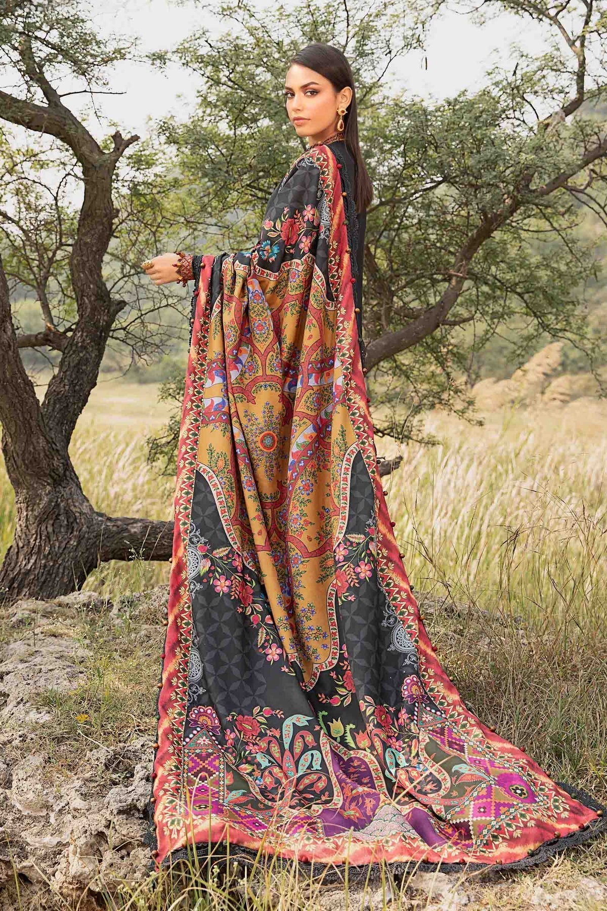 Maria B | M Prints Winter 24 | MPT-2402-B S Black Linen