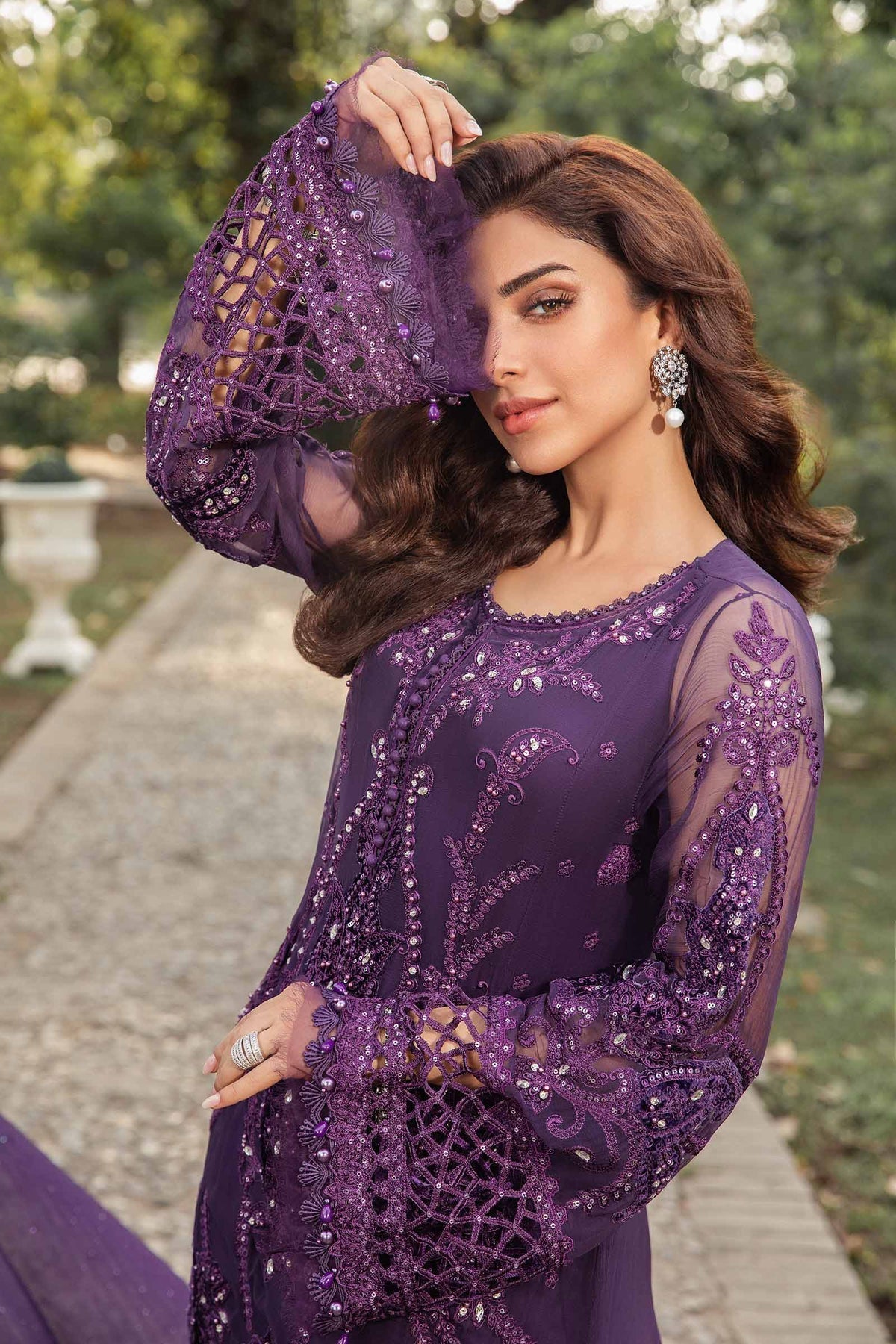 Maria B | Chiffon Formals 24 | Chiffon Suit | MPC-24-102 - Pakistani Designer Dress - by Maria B | Type: Formal - 100% Original at Saira Sultan
