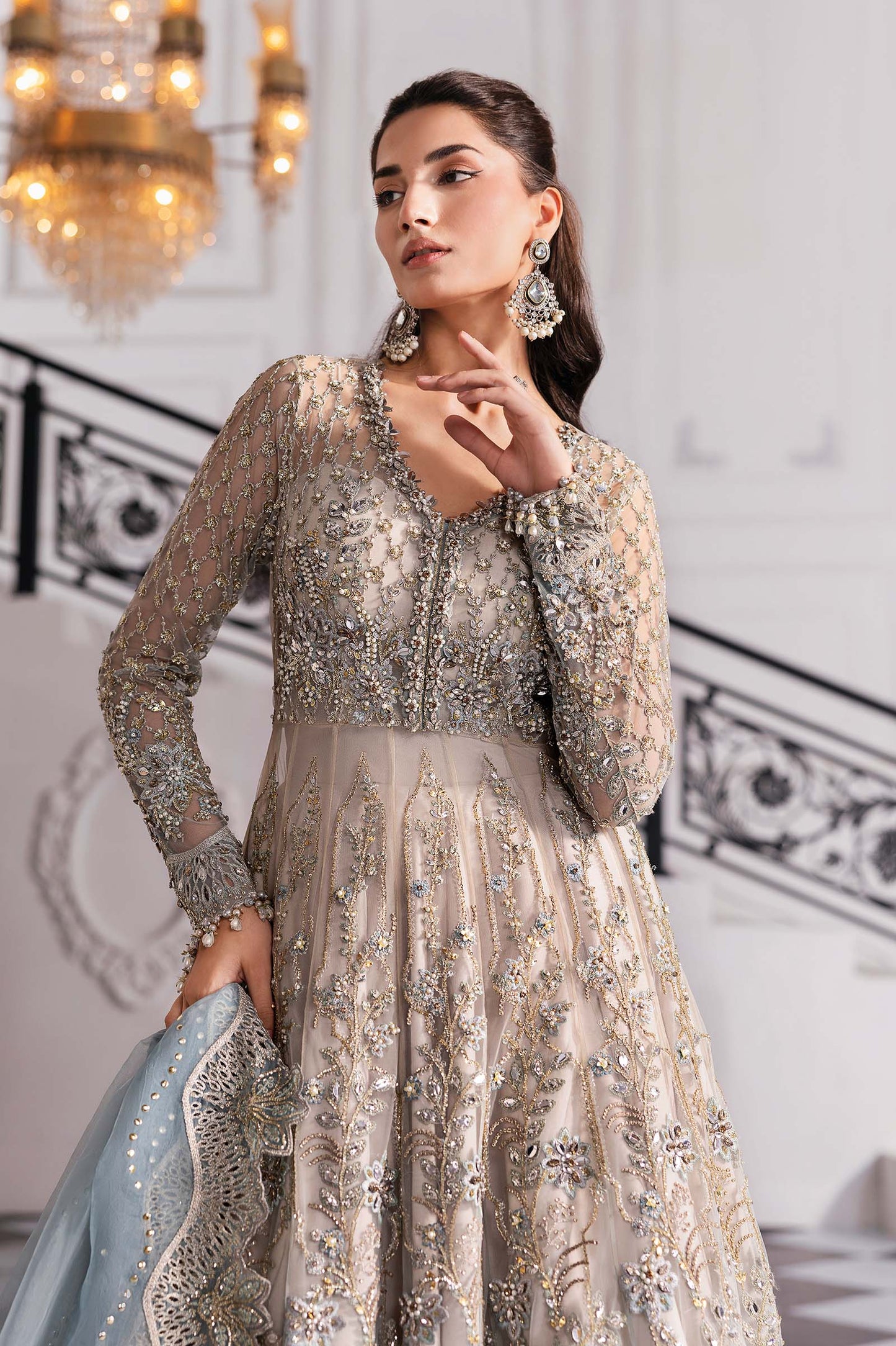 Maria B | Mbroidered 2025 | BD-3002 M Coffee Short Open Frock with Sharara