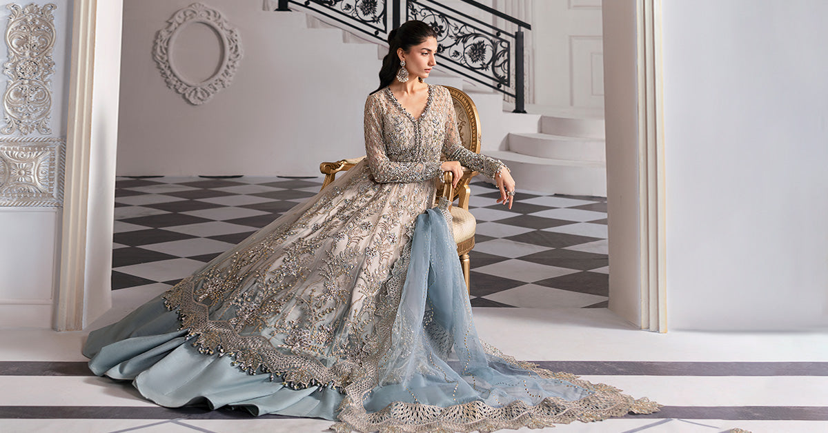 Maria B | Mbroidered 2025 | BD-3002 Custom Size Coffee Maxi with Lehnga