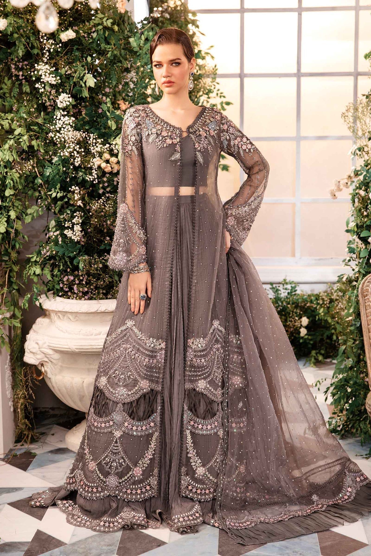 Maria B | Mbroidered Formals 24 | Organza Suit | BD-2902 - Pakistani Designer Dress - by Maria B | Type: Ladies Clothes - 100% Original at Saira Sultan