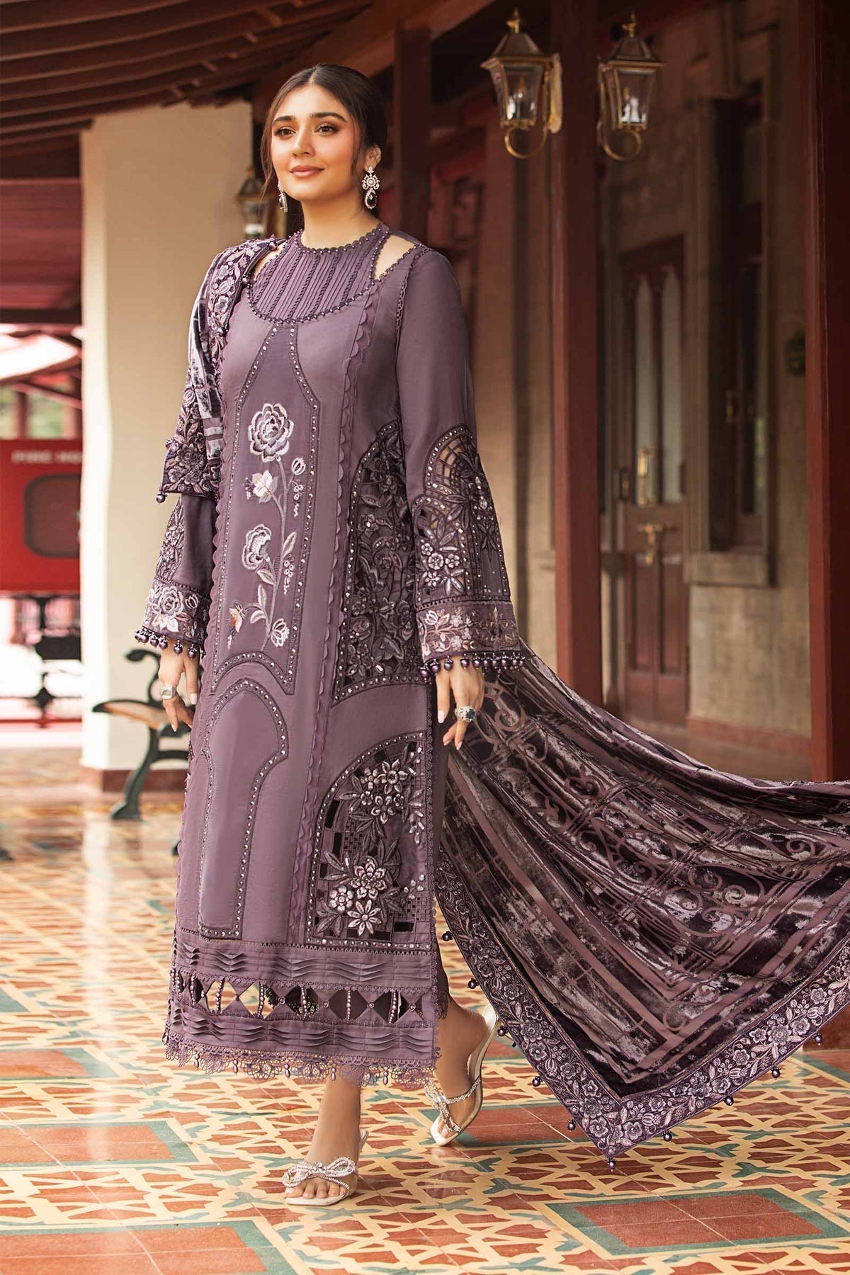 Maria B | Winter Luxe 24 | Velvet DL-1202 - Pakistani Designer Dress - by Maria B | Type: Ladies Clothes - 100% Original at Saira Sultan