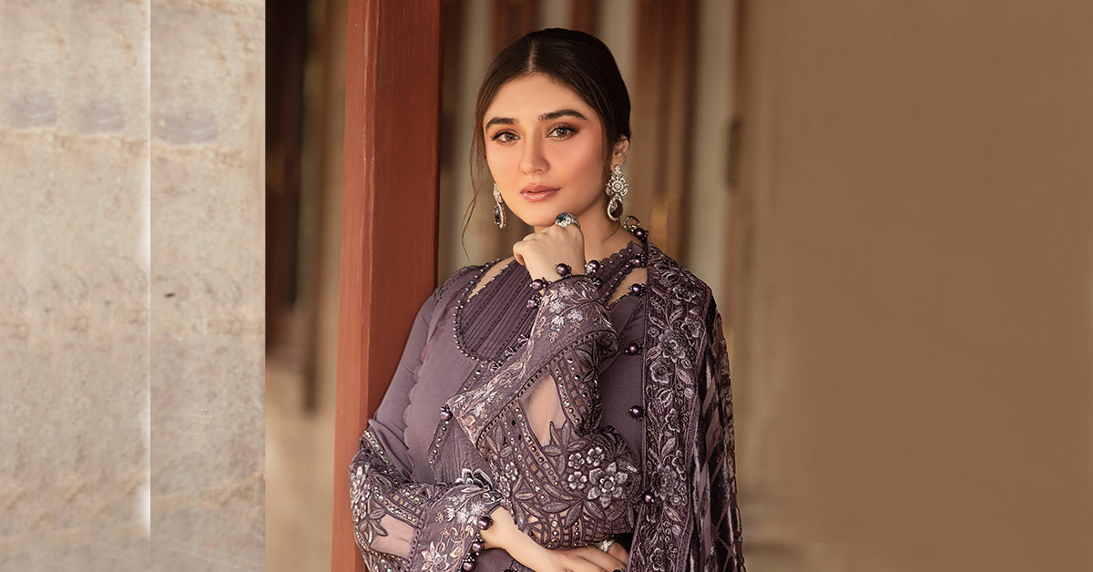 Maria B | Winter Luxe 24 | Velvet DL-1202 - Pakistani Designer Dress - by Maria B | Type: Ladies Clothes - 100% Original at Saira Sultan