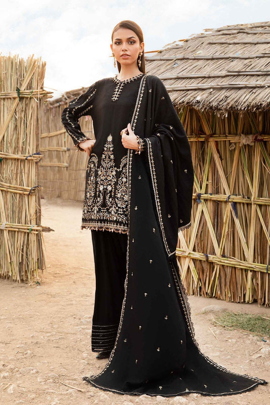 Maria B | M Prints Winter 24 | MPT-2403-B XS Black Linen