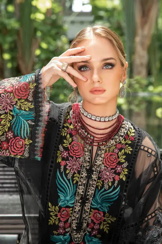 Maria B | Luxury Lawn | EL-23-04-Black - Pakistani Designer Dress - by Maria B | Type: Luxury - 100% Original at Saira Sultan