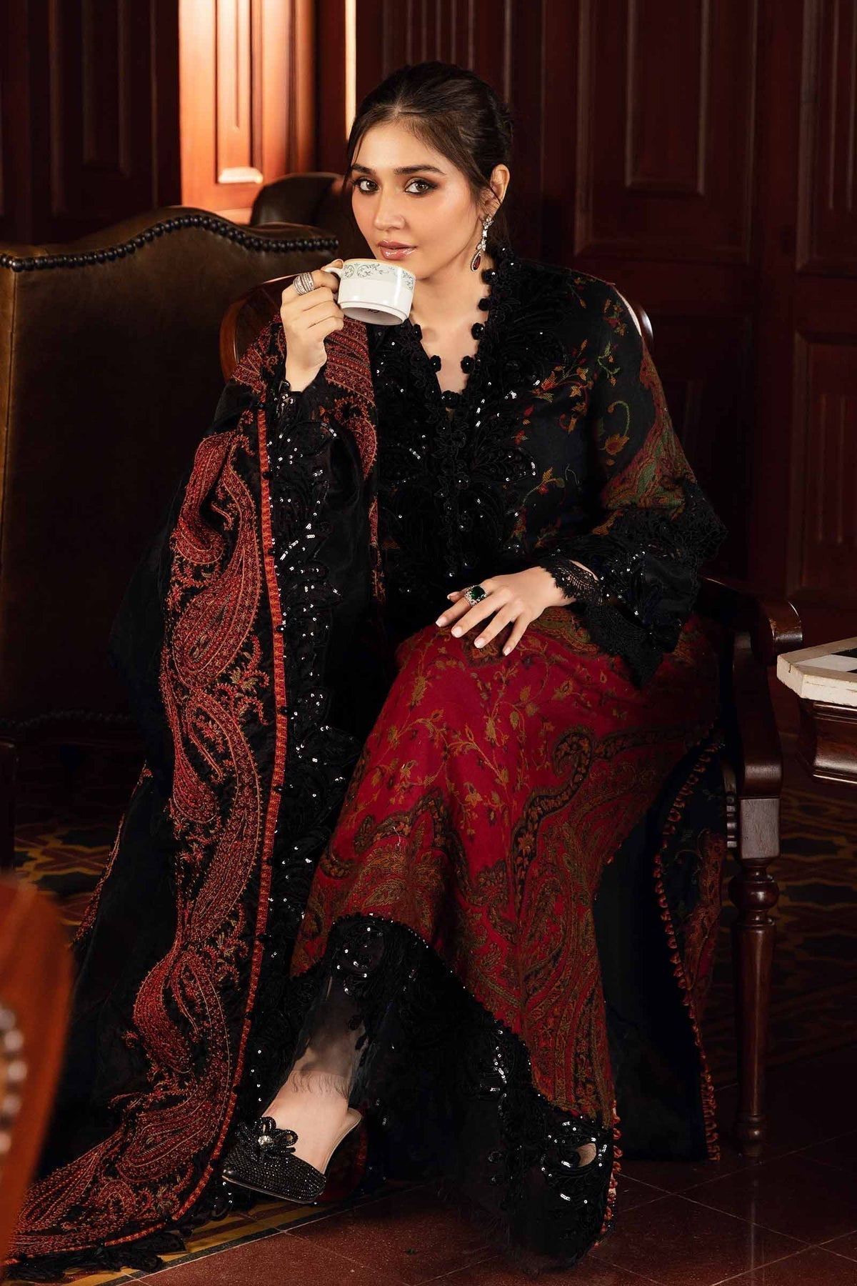Maria B | Winter Luxe 24 | Velvet DL-1204 - Pakistani Designer Dress - by Maria B | Type: Ladies Clothes - 100% Original at Saira Sultan