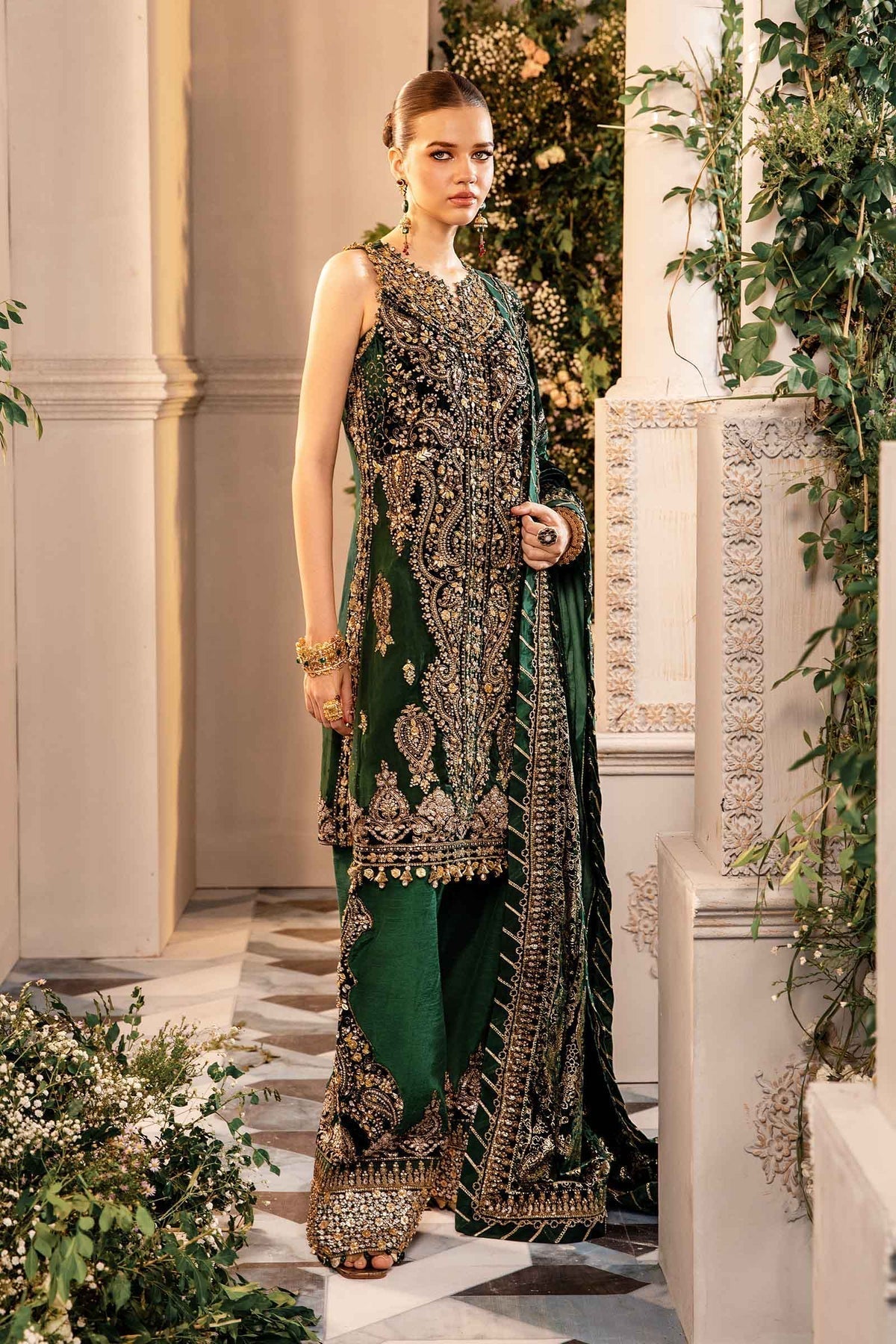 Maria B | Mbroidered Formals 24 | Velvet Suit | BD-2904 - Pakistani Designer Dress - by Maria B | Type: Ladies Clothes - 100% Original at Saira Sultan
