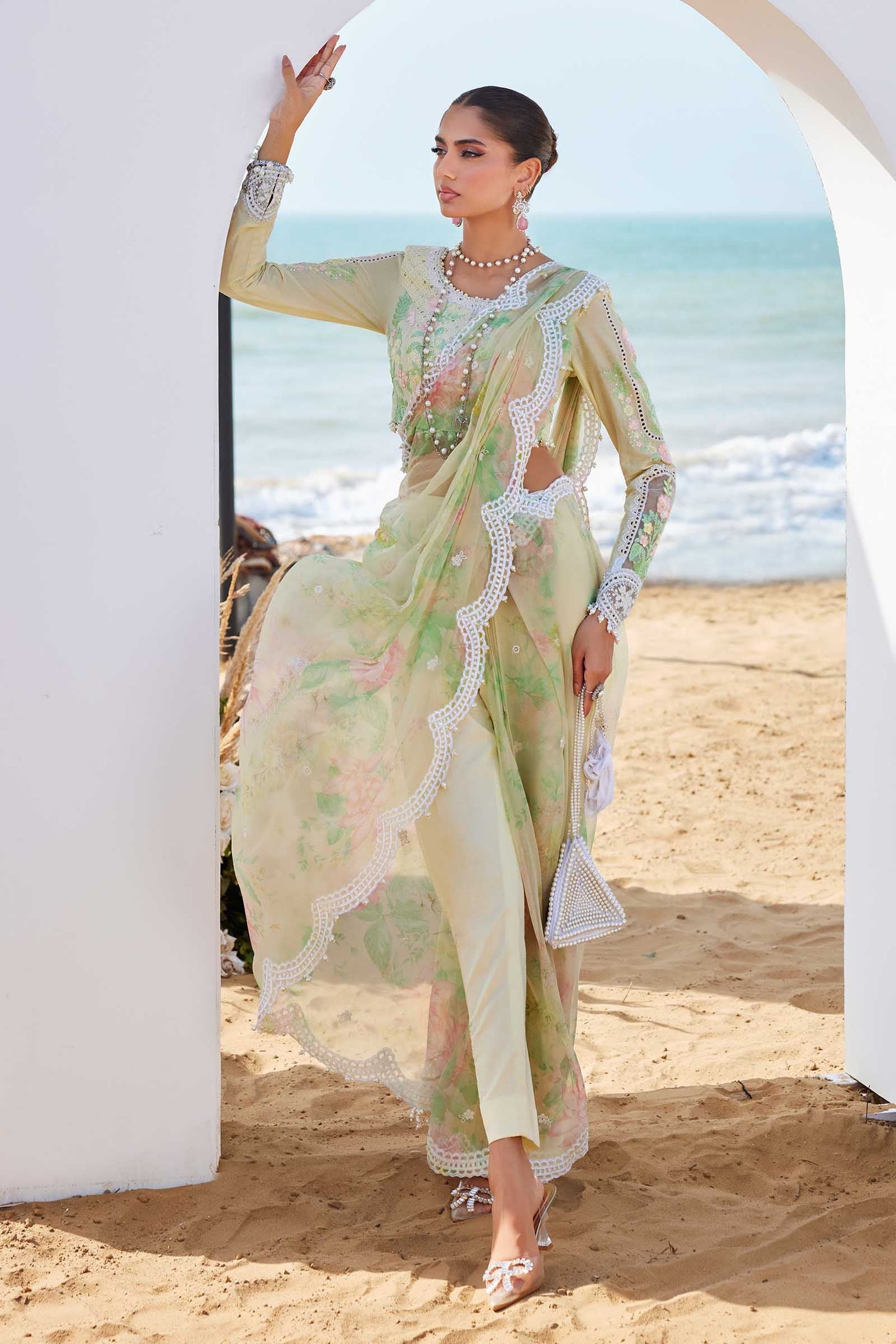 Maria B | Eid Collection 25 | 25-04 Custom Size Lime Yellow Lawn