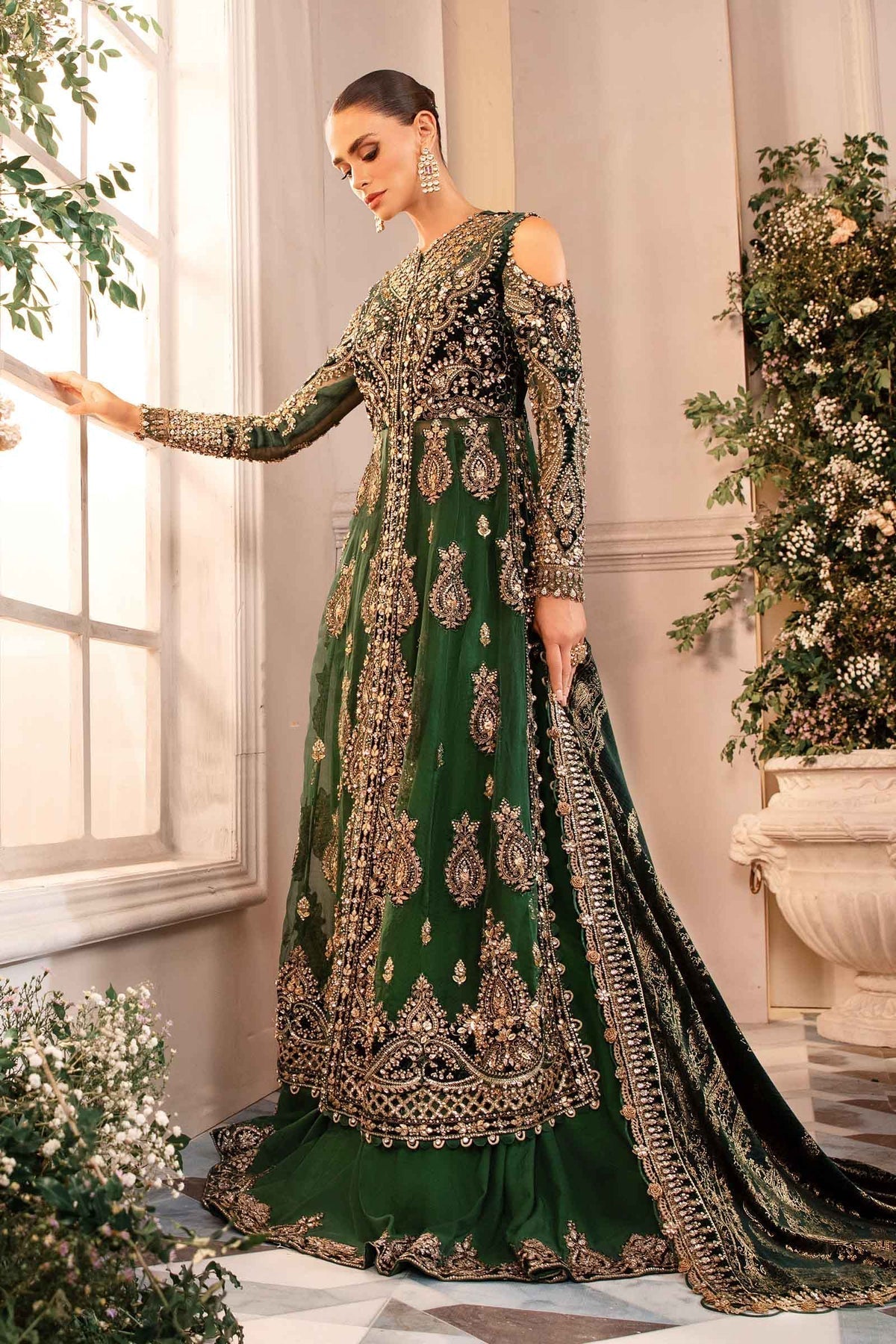 Maria B | Mbroidered Formals 24 | Velvet Suit | BD-2904 - Pakistani Designer Dress - by Maria B | Type: Ladies Clothes - 100% Original at Saira Sultan