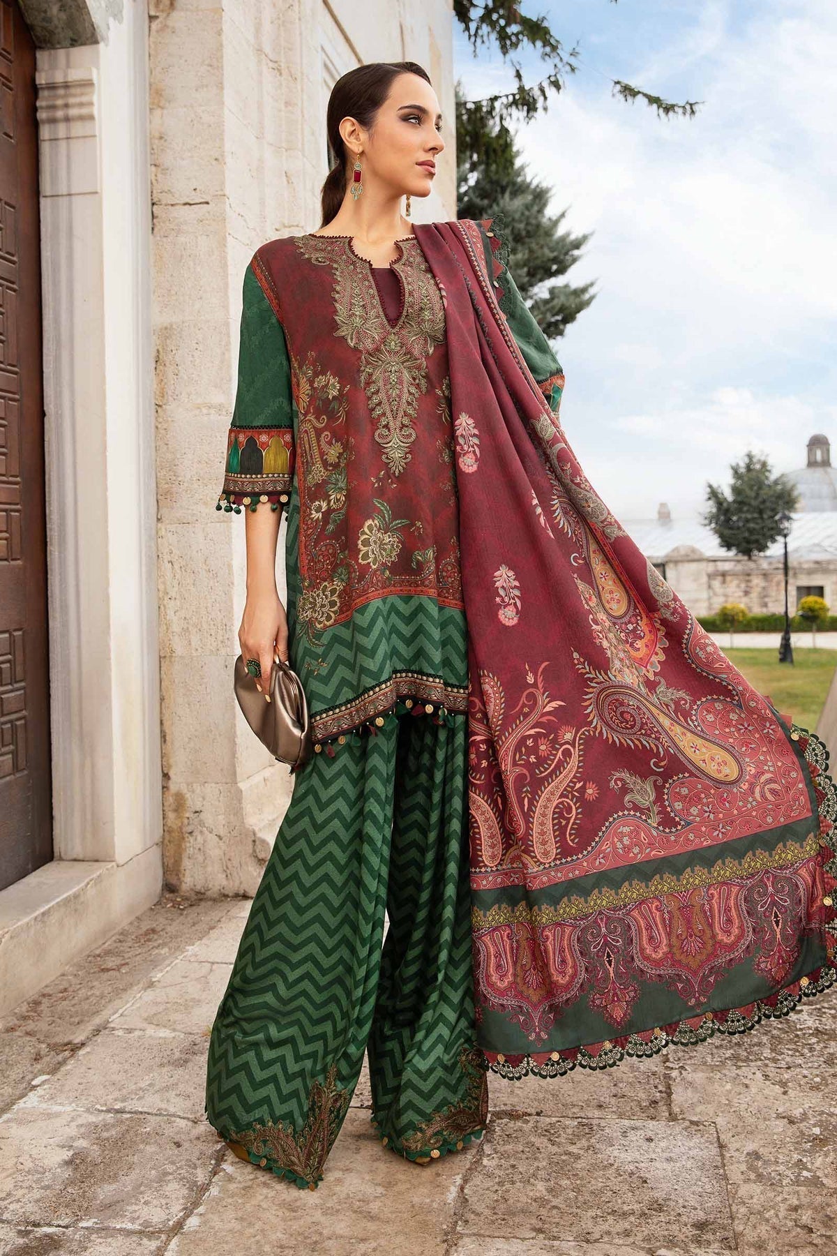 Maria B | M Prints Fall Edit 24 | MPT-2305-B - Pakistani Designer Dress - by Maria B | Type: Luxury - 100% Original at Saira Sultan