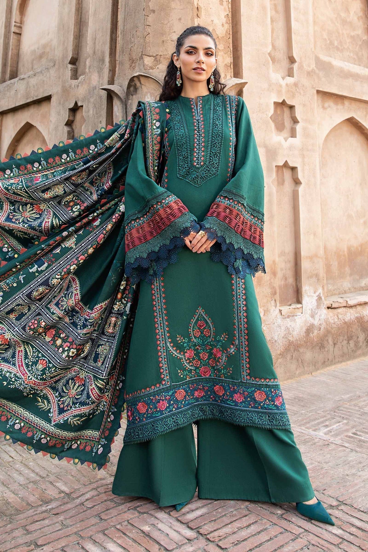 Maria B | M Prints Winter 24 | MPT-2405-B XS Bottle Green Linen