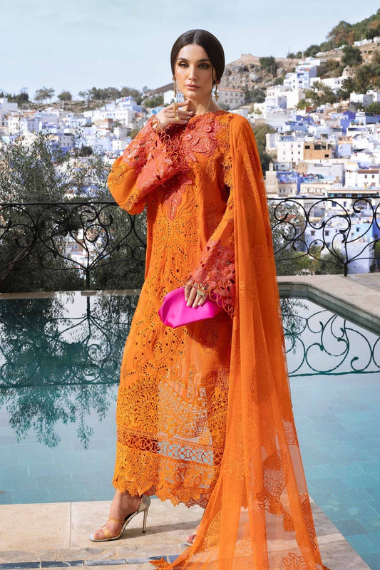 Maria B | Luxury Lawn 25 | D-2505-B XS Orange Long Shirt