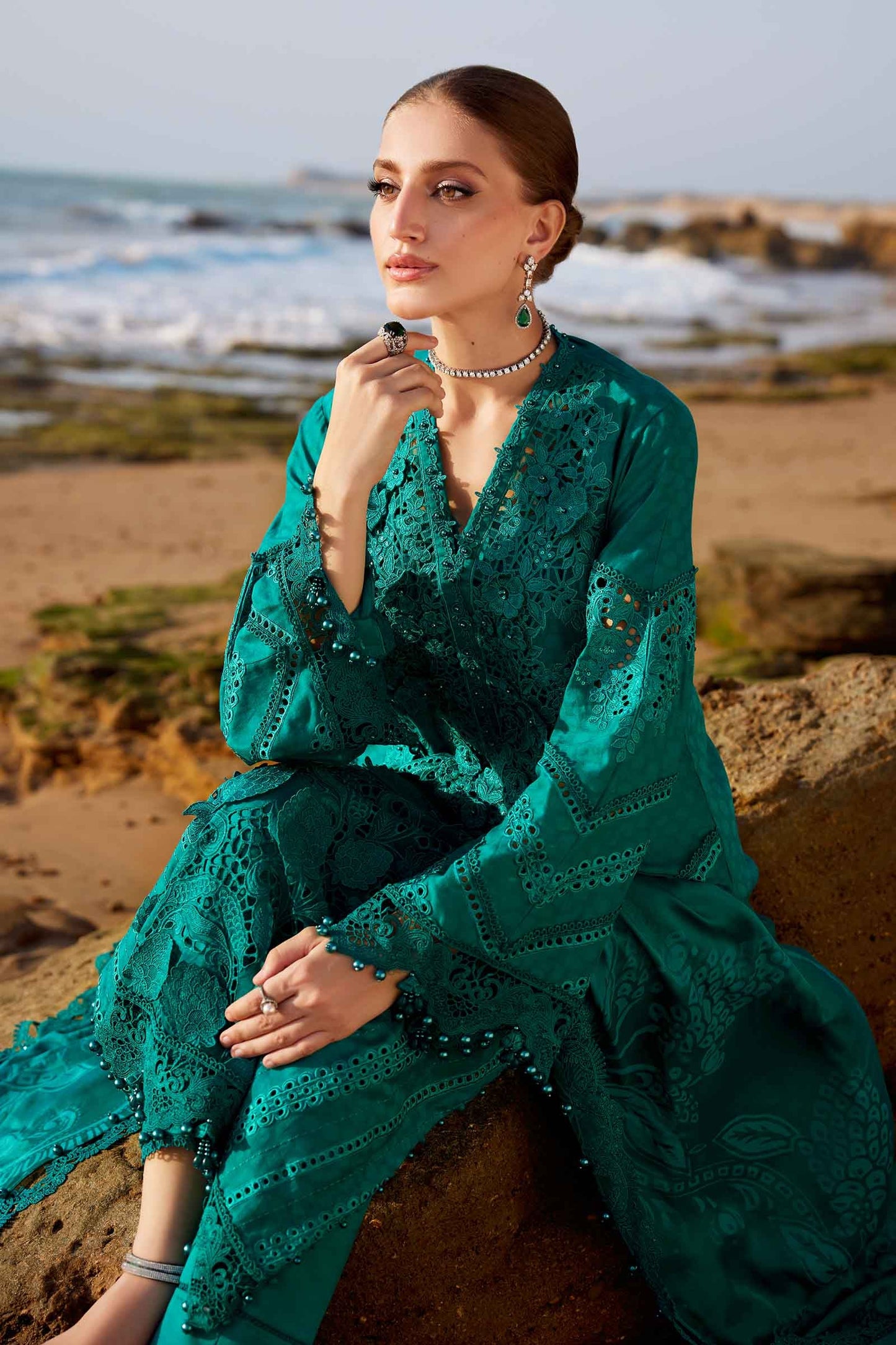 Maria B | Eid Collection 25 | 25-05 Custom Size Emerald Green Lawn