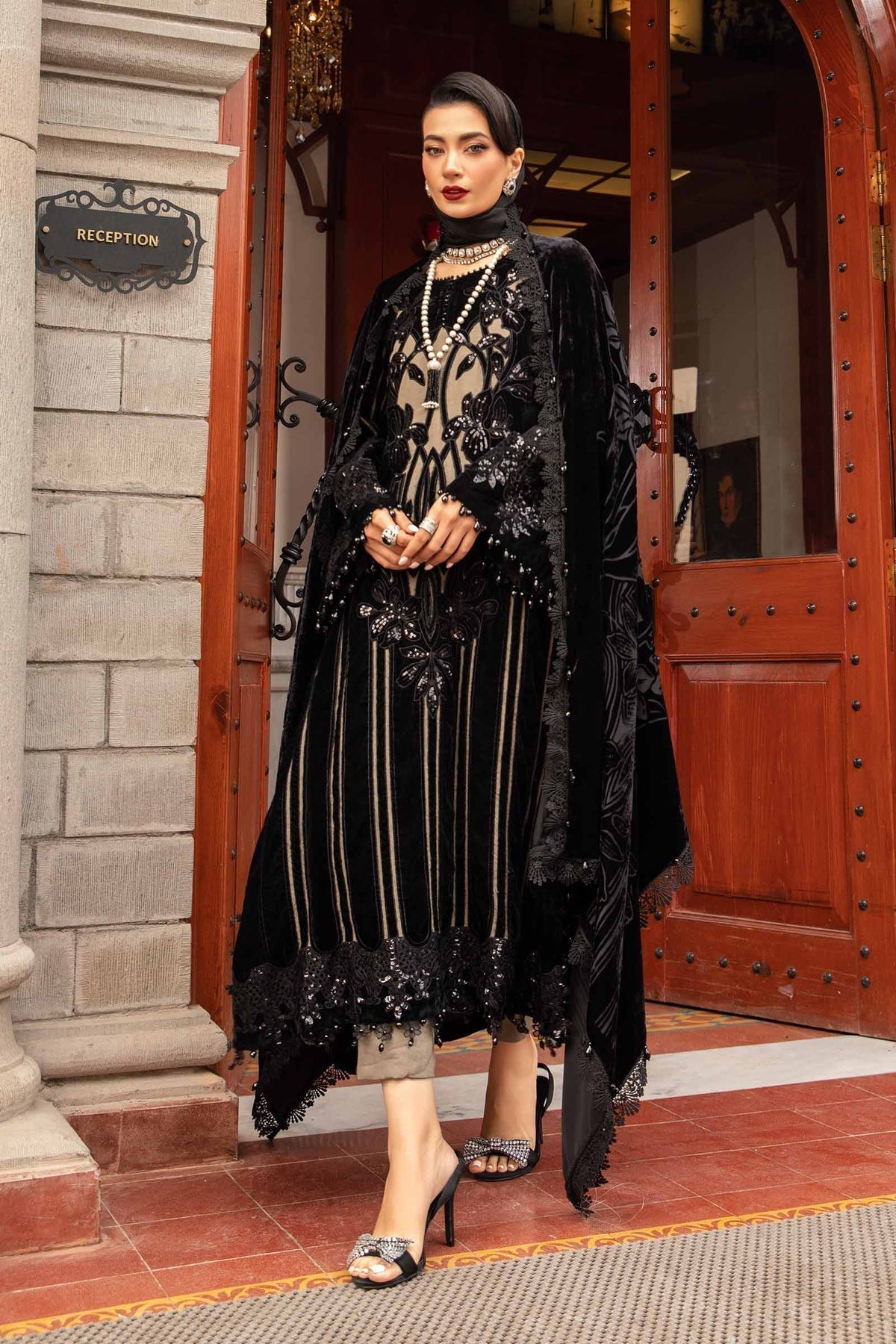 Maria B | Winter Luxe 24 | Velvet DL-1205 - Pakistani Designer Dress - by Maria B | Type: Ladies Clothes - 100% Original at Saira Sultan