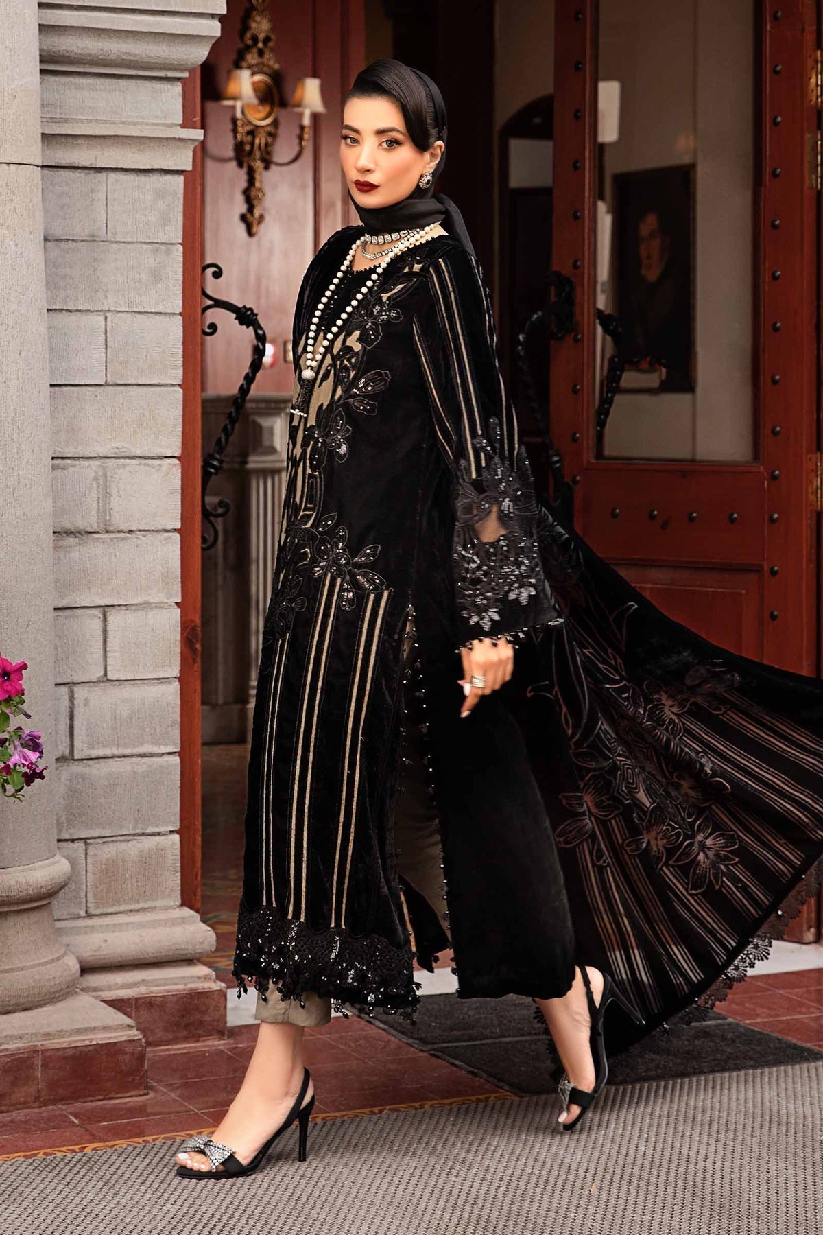 Maria B | Winter Luxe 24 | Velvet DL-1205 - Pakistani Designer Dress - by Maria B | Type: Ladies Clothes - 100% Original at Saira Sultan