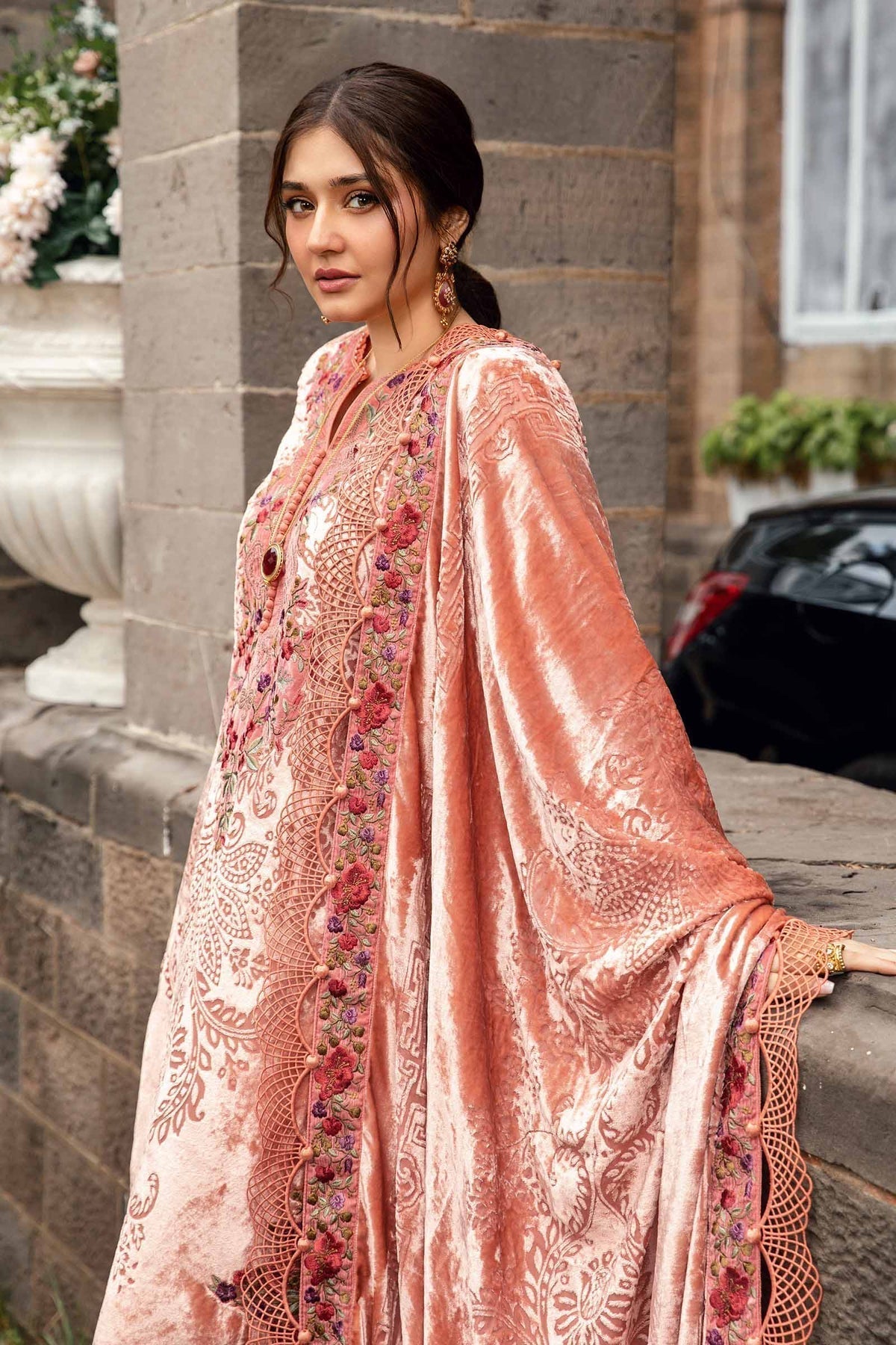 Maria B | Winter Luxe 24 | Velvet DL-1206 - Pakistani Designer Dress - by Maria B | Type: Ladies Clothes - 100% Original at Saira Sultan