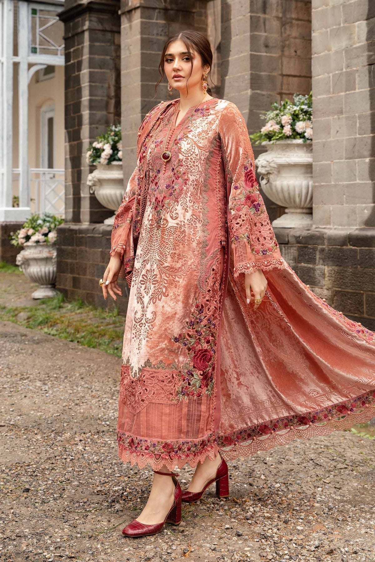 Maria B | Winter Luxe 24 | Velvet DL-1206 - Pakistani Designer Dress - by Maria B | Type: Ladies Clothes - 100% Original at Saira Sultan