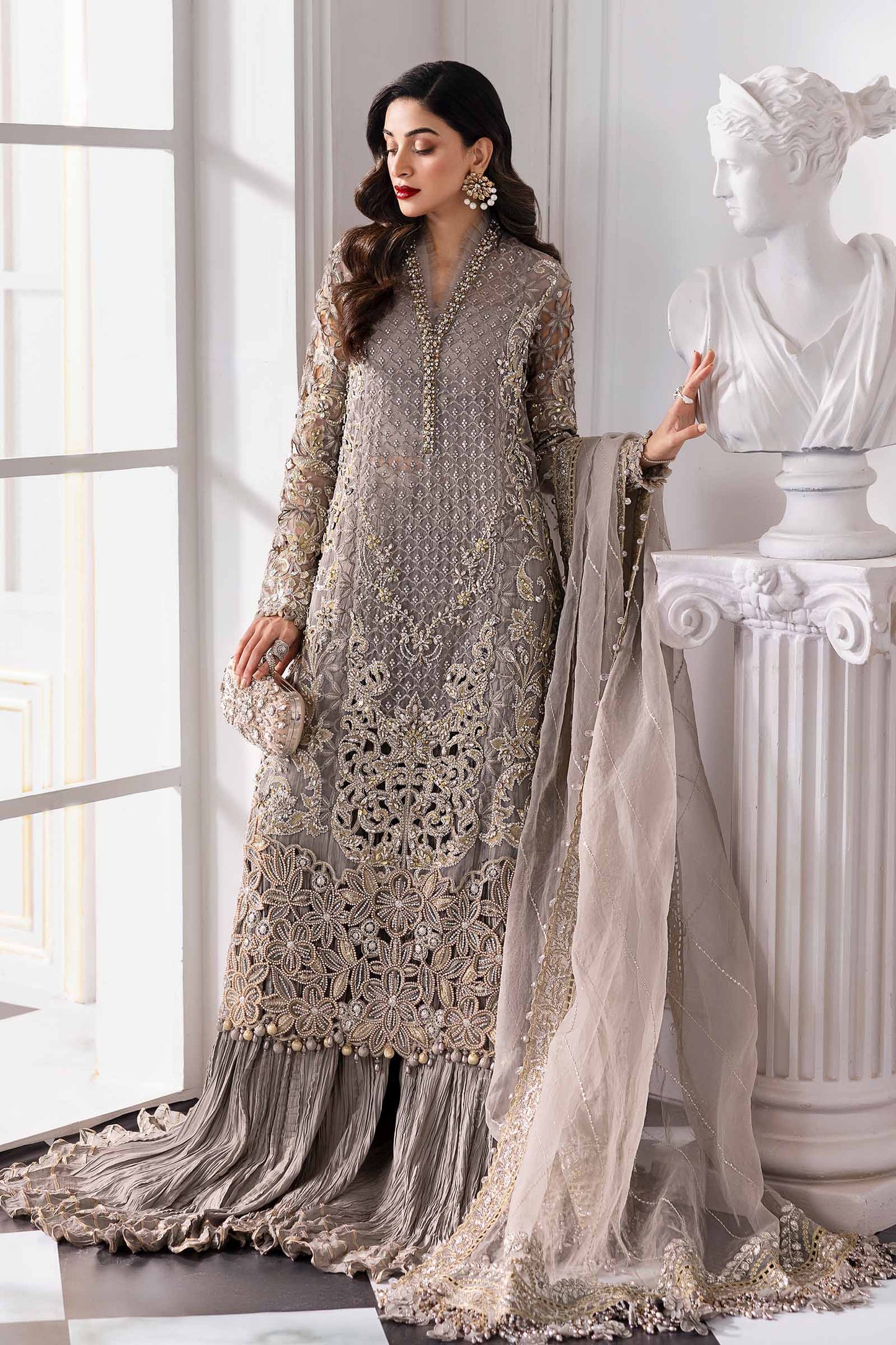 Maria B | Mbroidered 2025 | BD-3006 XL Gray Shirt Style