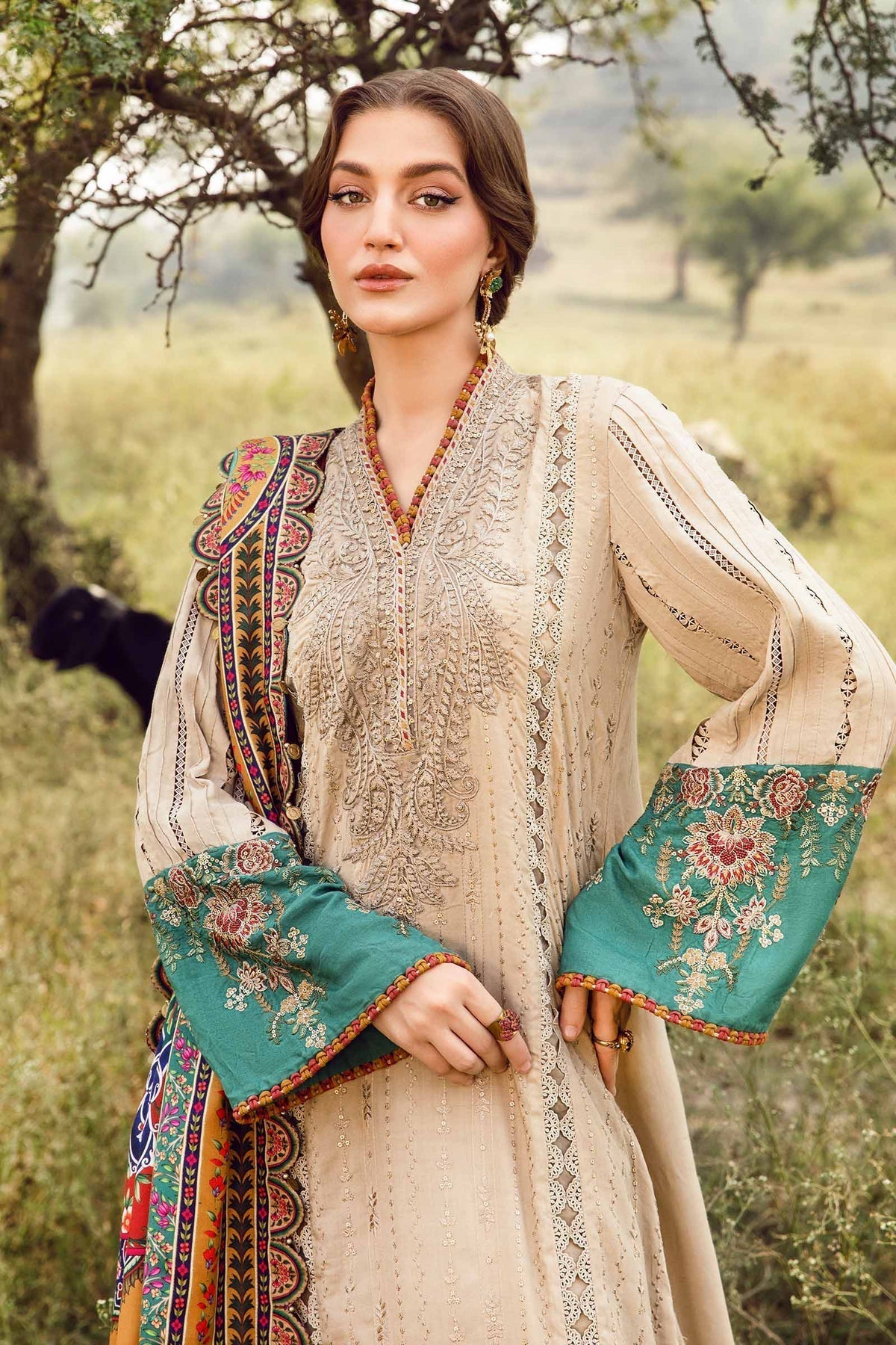 Maria B | M Prints Winter 24 | MPT-2407-A M Coffee Linen