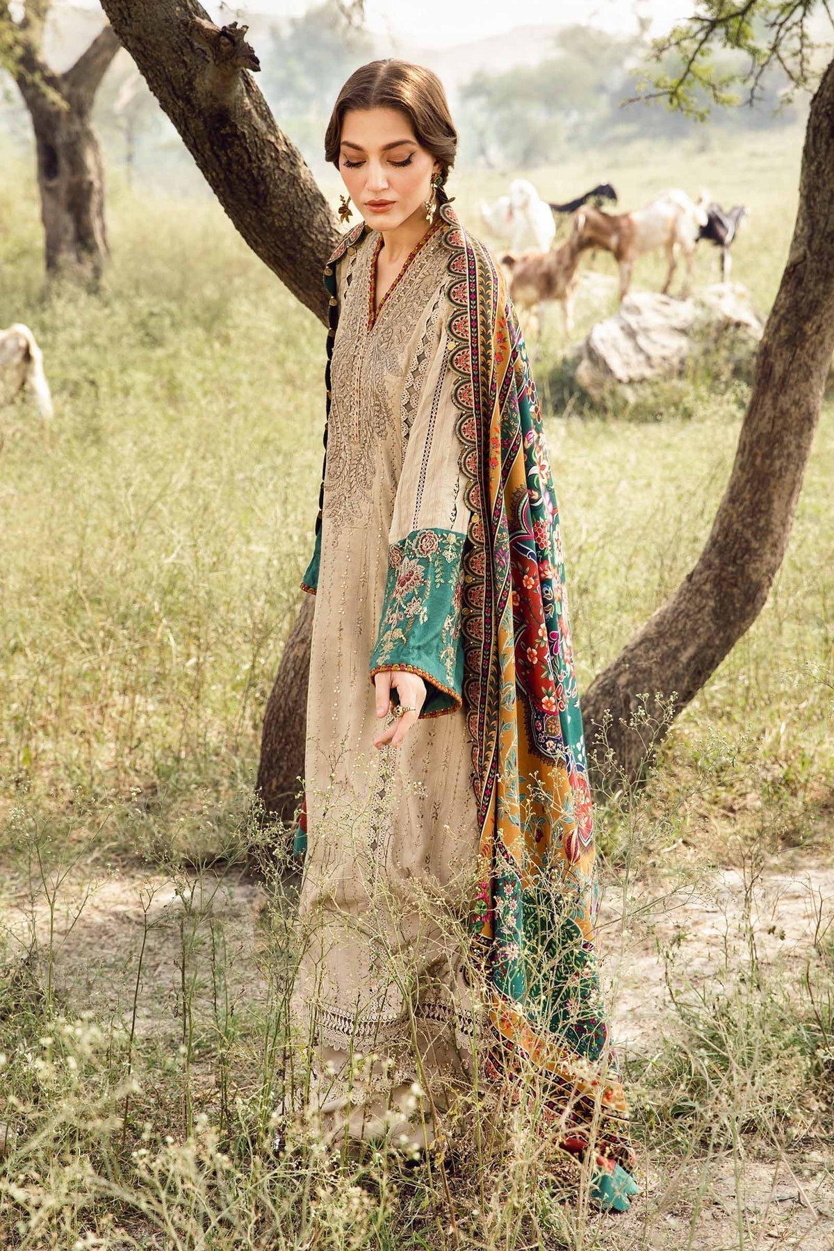 Maria B | M Prints Winter 24 | MPT-2407-A L Coffee Linen