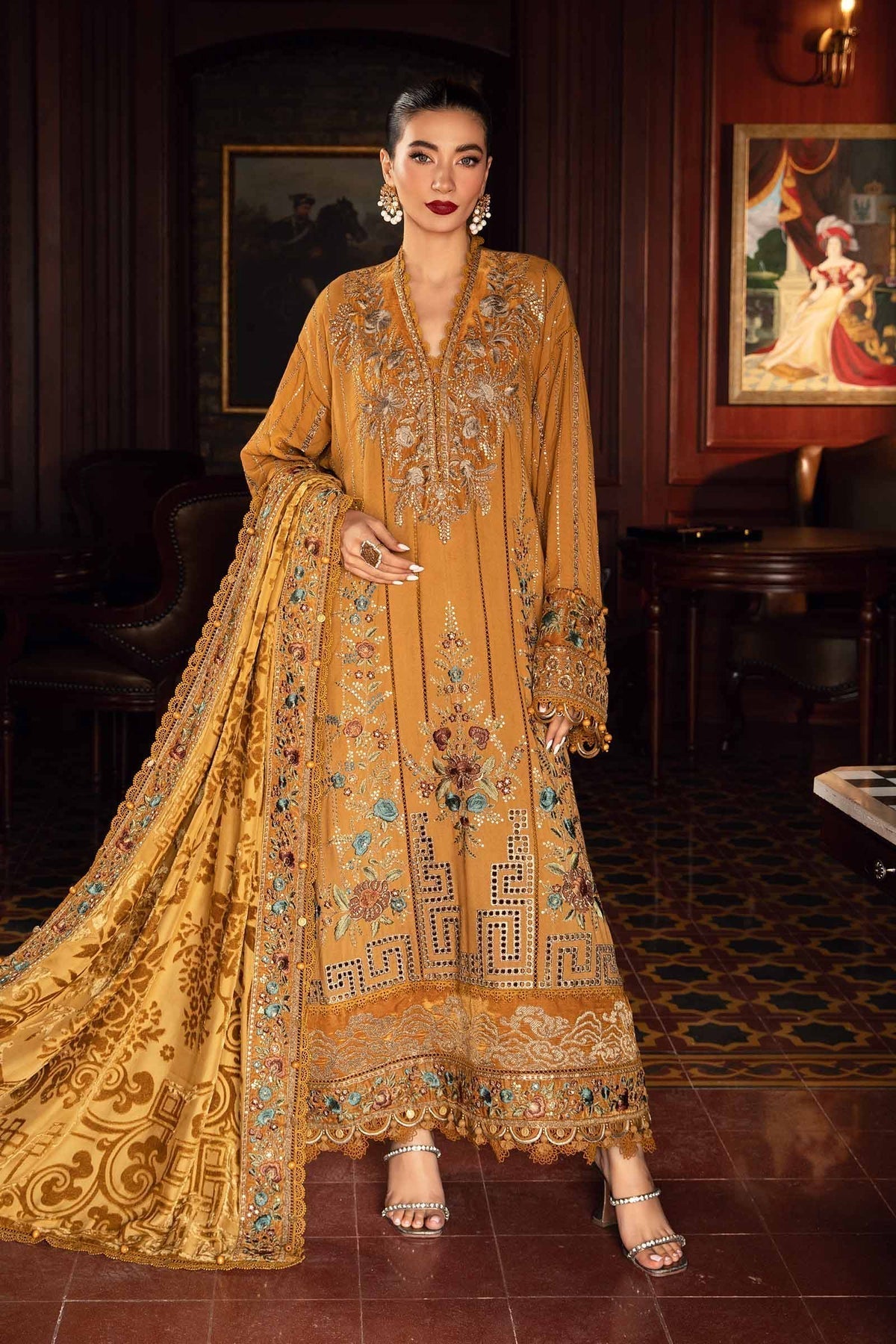 Maria B | Winter Luxe 24 | Velvet DL-1207 - Pakistani Designer Dress - by Maria B | Type: Ladies Clothes - 100% Original at Saira Sultan