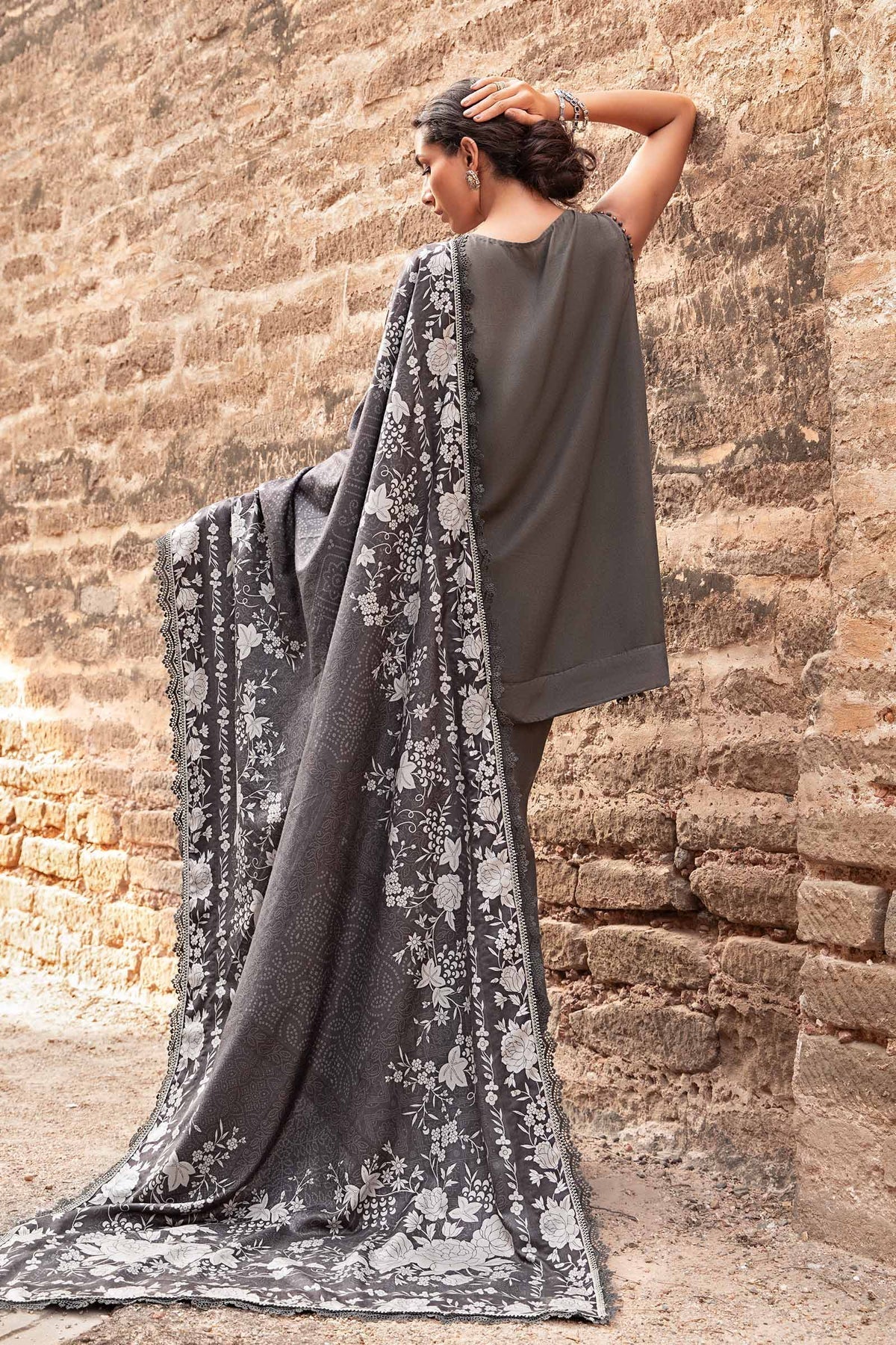 Maria B | M Prints Winter 24 | MPT-2408-B M Gray Linen