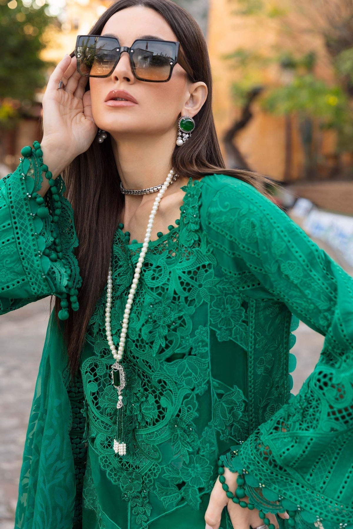 Maria B | Luxury Lawn 25 | D-2508-B M Emerald Green Lawn