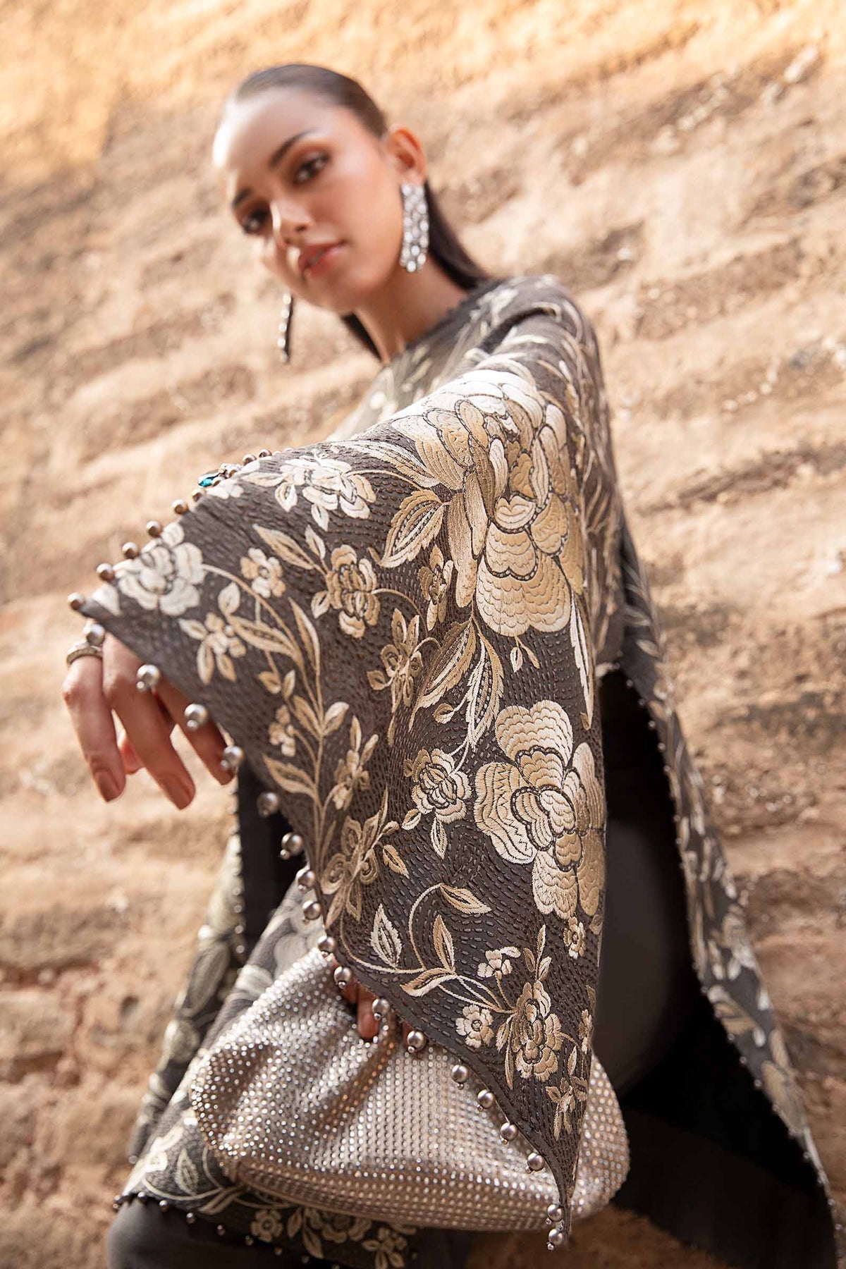 Maria B | M Prints Winter 24 | MPT-2408-B L Gray Linen