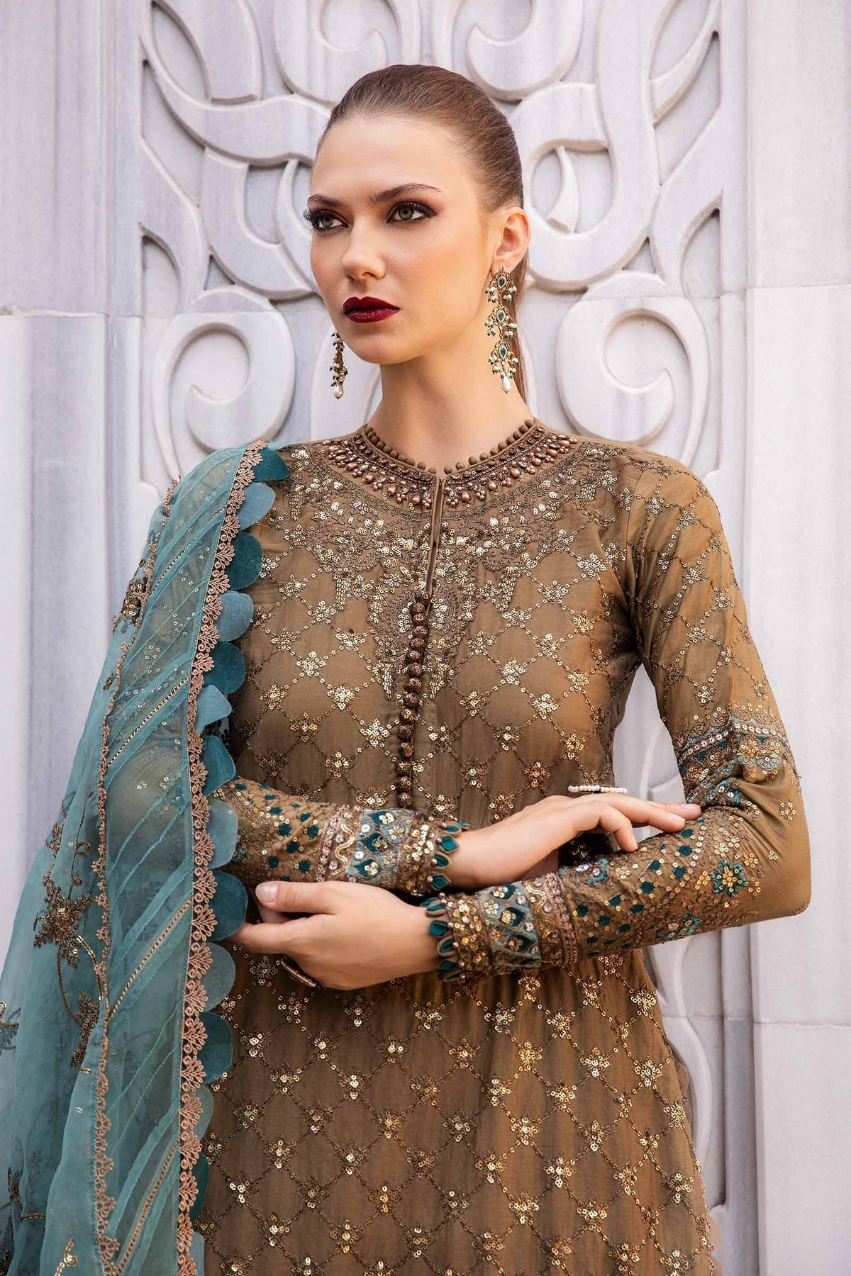 Maria B | Sateen Formals 24 | CST-808 - Pakistani Designer Dress - by Maria B | Type: Formal - 100% Original at Saira Sultan