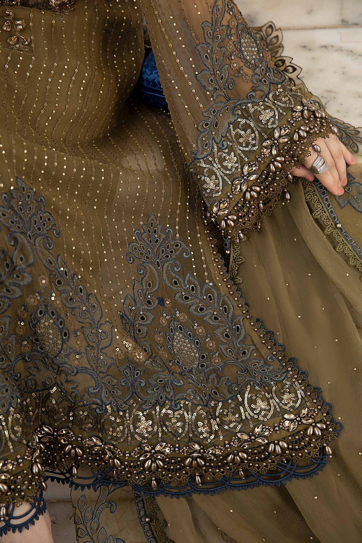 Maria B | Chiffon Formals 24 | Chiffon Suit | MPC-24-108 - Pakistani Designer Dress - by Maria B | Type: Formal - 100% Original at Saira Sultan