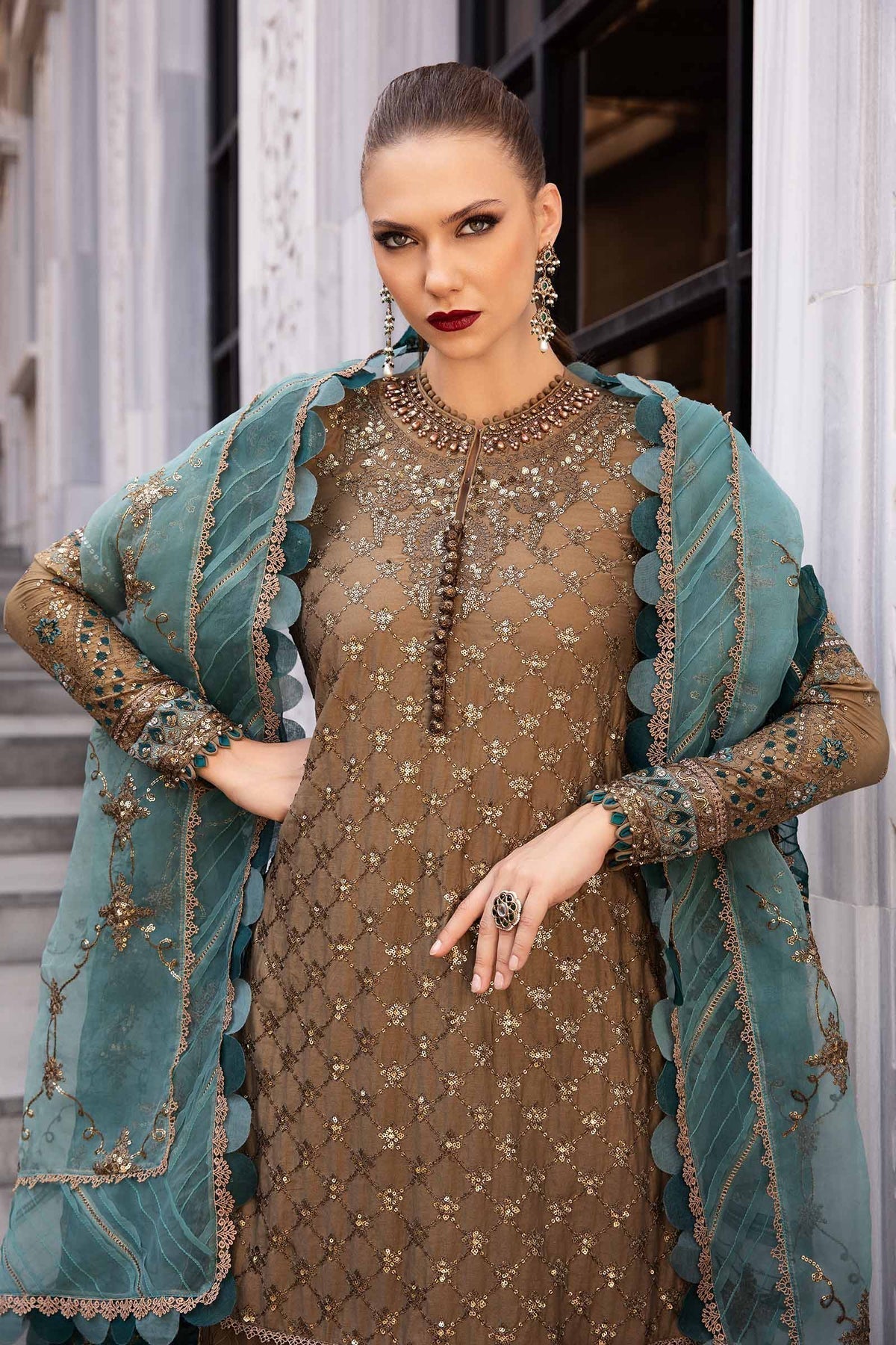 Maria B | Sateen Formals 24 | CST-808 - Pakistani Designer Dress - by Maria B | Type: Formal - 100% Original at Saira Sultan