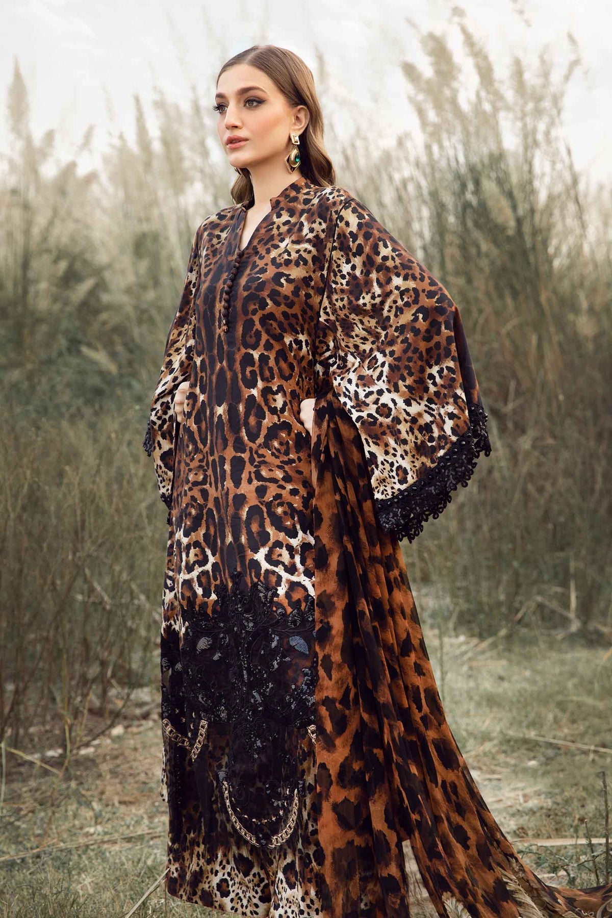 Maria B | M Prints Winter 24 | MPT-2409-B M Brown Linen