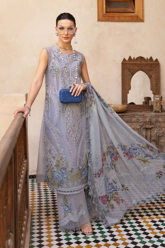 Maria B | Luxury Lawn 25 | D-2509-B XS Steel Gray Hue Lawn