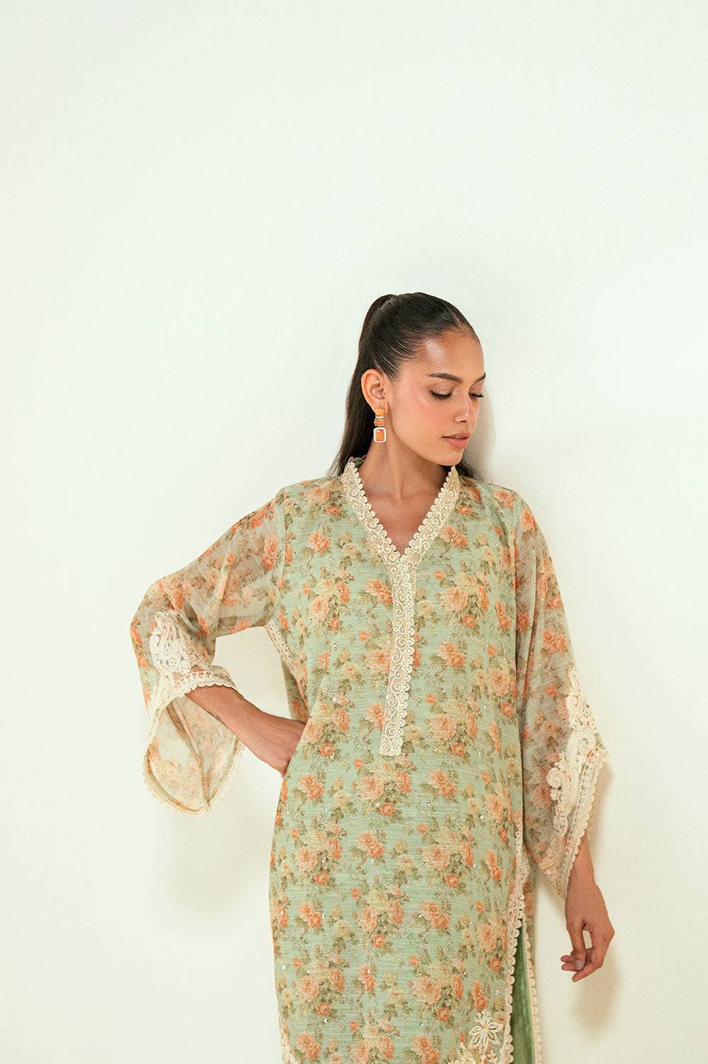 Dhanak | Signature Pret | SS24DA-2590 GREEN - Pakistani Designer Dress - by Dhanak | Type: Ladies Clothes - 100% Original at Saira Sultan