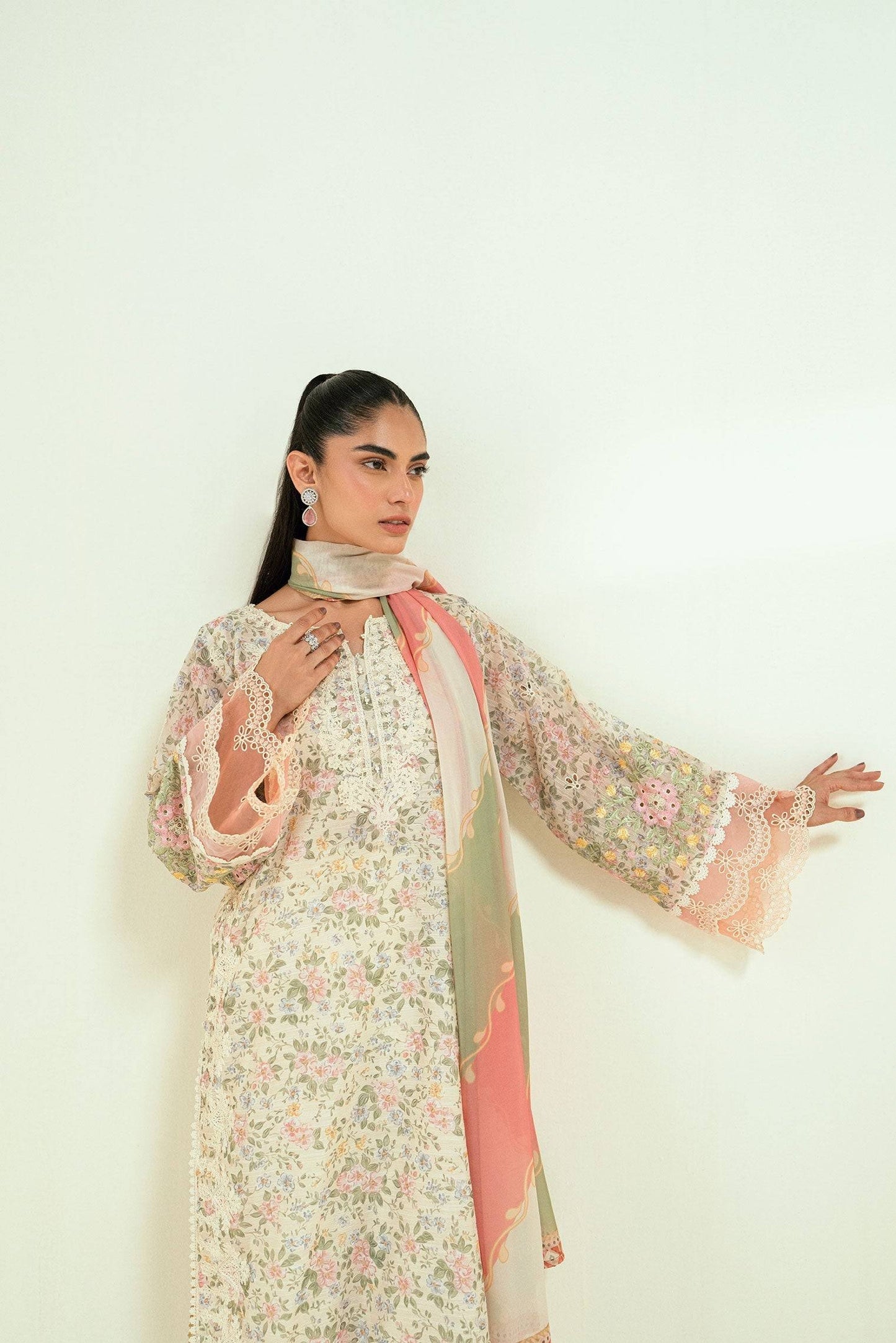Dhanak | Signature Pret | SS24DA-2592 OFF-WHITE - Pakistani Designer Dress - by Dhanak | Type: Ladies Clothes - 100% Original at Saira Sultan