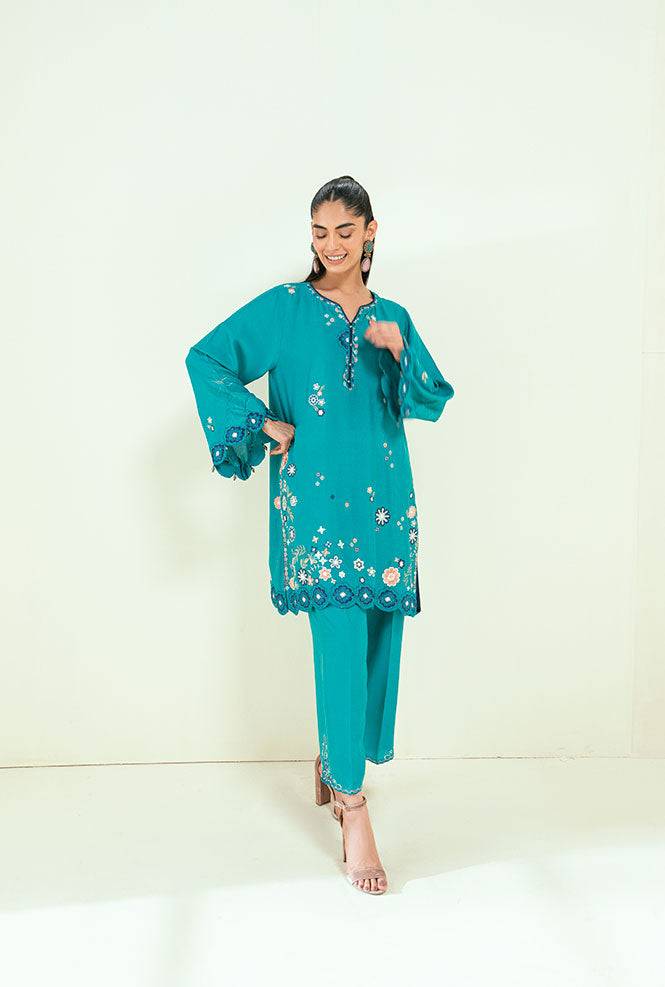 Dhanak | Signature Pret | SS25DA-2699 C-GREEN - Pakistani Designer Dress - by Dhanak | Type: Ladies Clothes - 100% Original at Saira Sultan