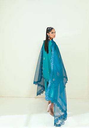 Dhanak | Signature Pret | SS25DA-2699 C-GREEN - Pakistani Designer Dress - by Dhanak | Type: Ladies Clothes - 100% Original at Saira Sultan