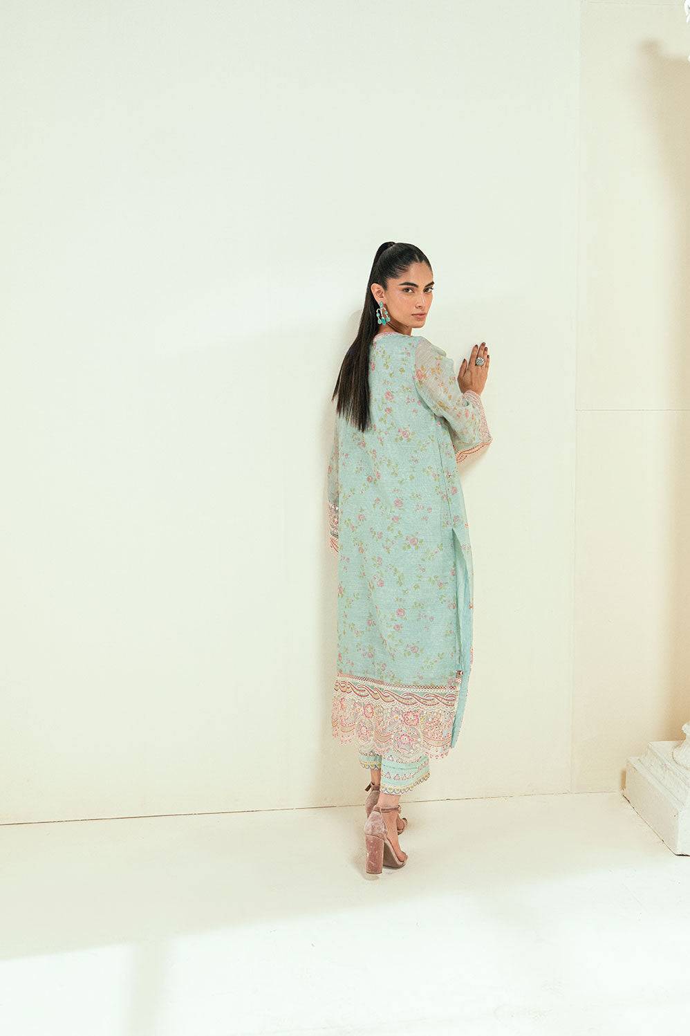 Dhanak | Signature Pret | SS25DA-2722 L-GREEN - Pakistani Designer Dress - by Dhanak | Type: Ladies Clothes - 100% Original at Saira Sultan