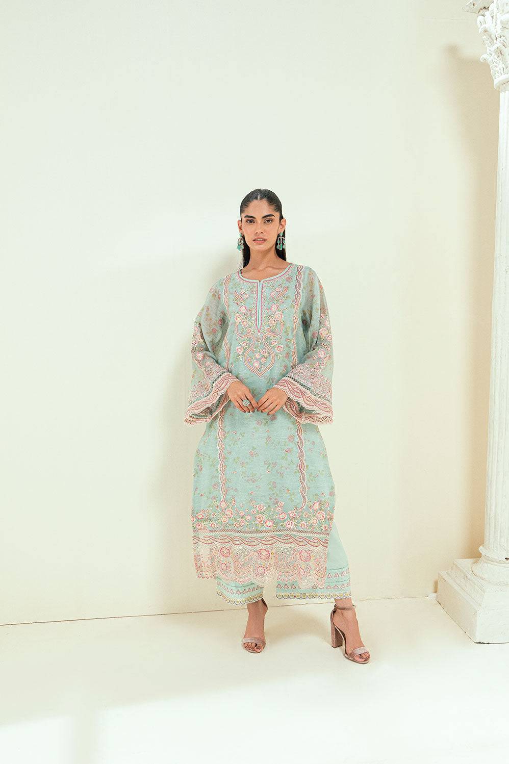 Dhanak | Signature Pret | SS25DA-2722 L-GREEN - Pakistani Designer Dress - by Dhanak | Type: Ladies Clothes - 100% Original at Saira Sultan