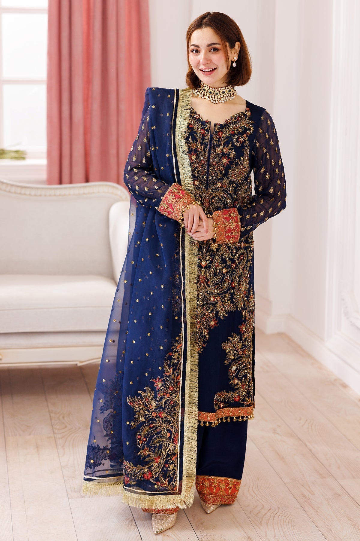 Charizma | Dastaan e Jashaan Formals 25 | DJ5-07 XL Dark Blue Chiffon