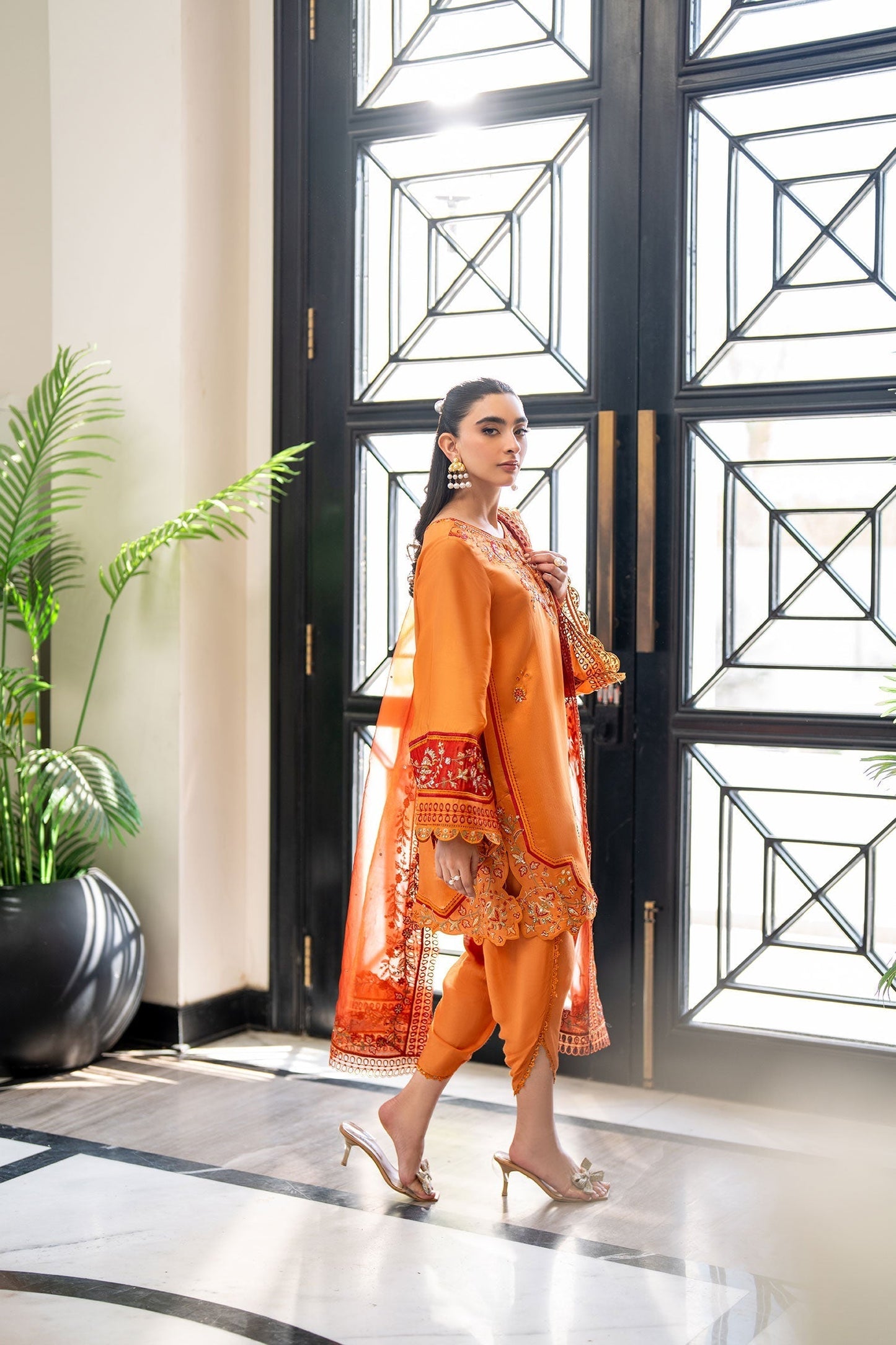 Dhanak | SS 25 Luxury Pret | SS25DL-0314 M Orange Sheesha Silk