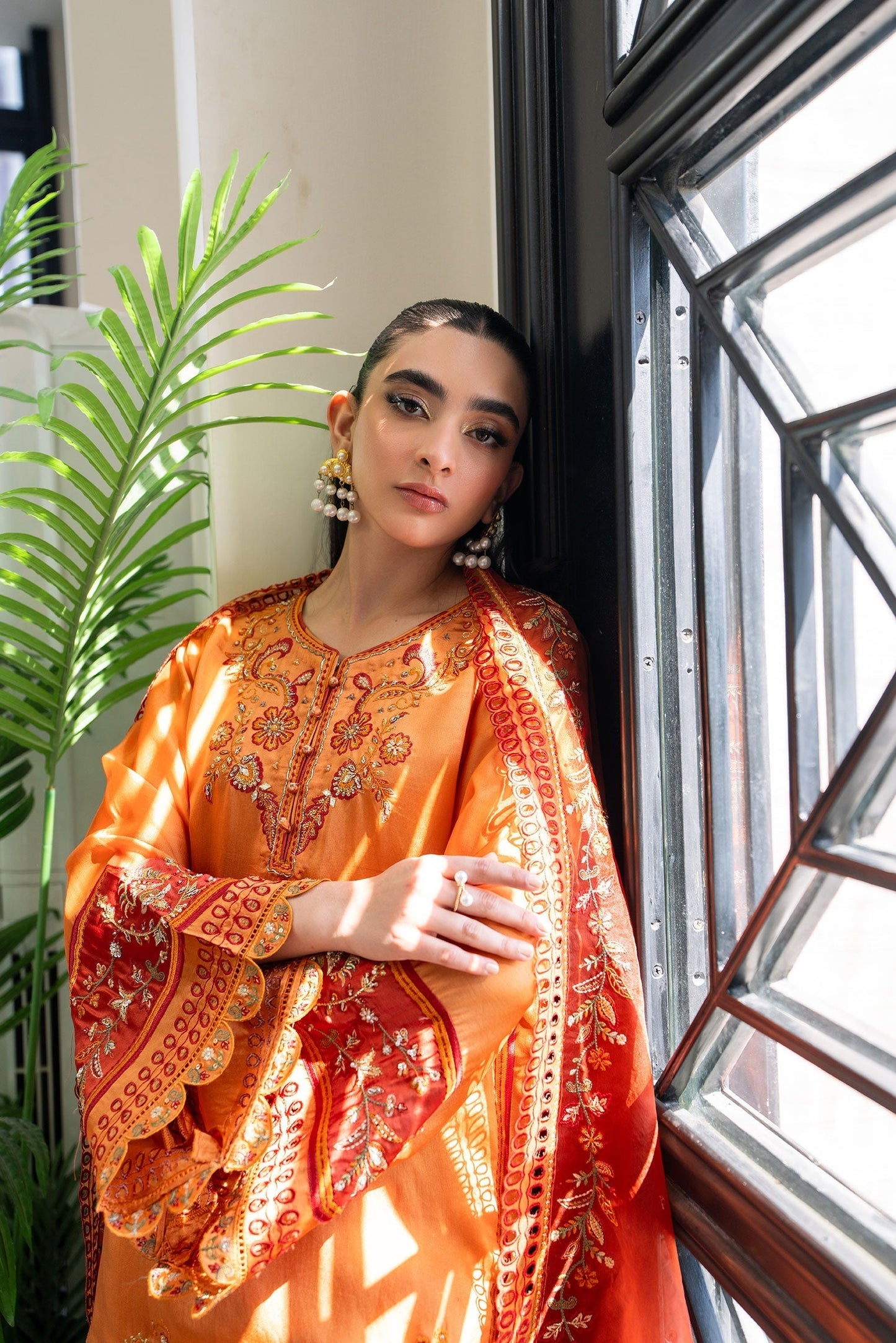 Dhanak | SS 25 Luxury Pret | SS25DL-0314 XL Orange Sheesha Silk