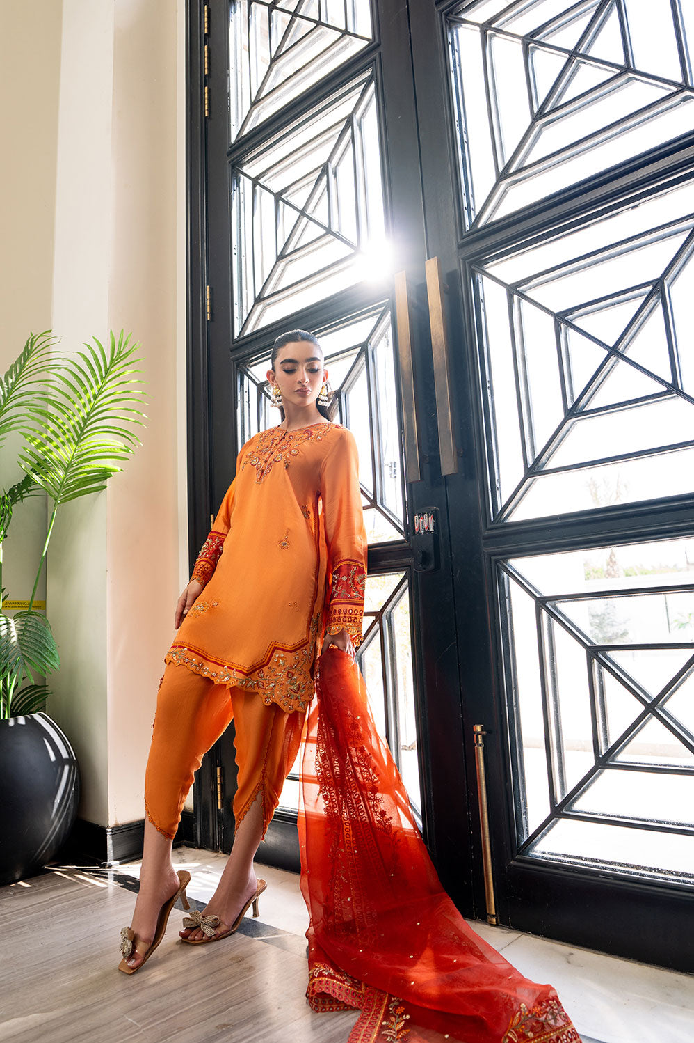 Dhanak | SS 25 Luxury Pret | SS25DL-0314 XS Orange Sheesha Silk