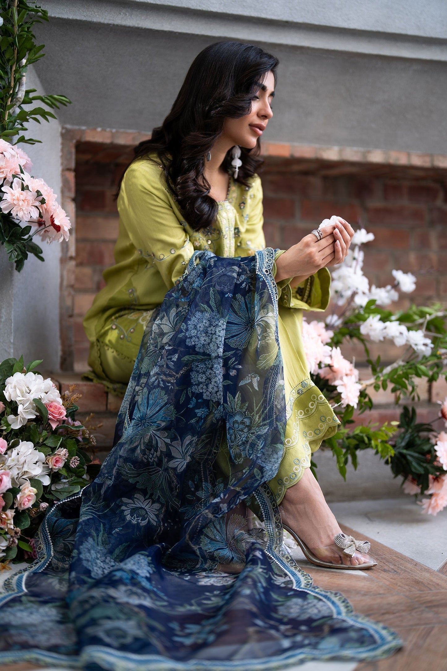 Dhanak | SS 25 Luxury Pret | SS25DL-0318 XL Neon Green Cotton Silk