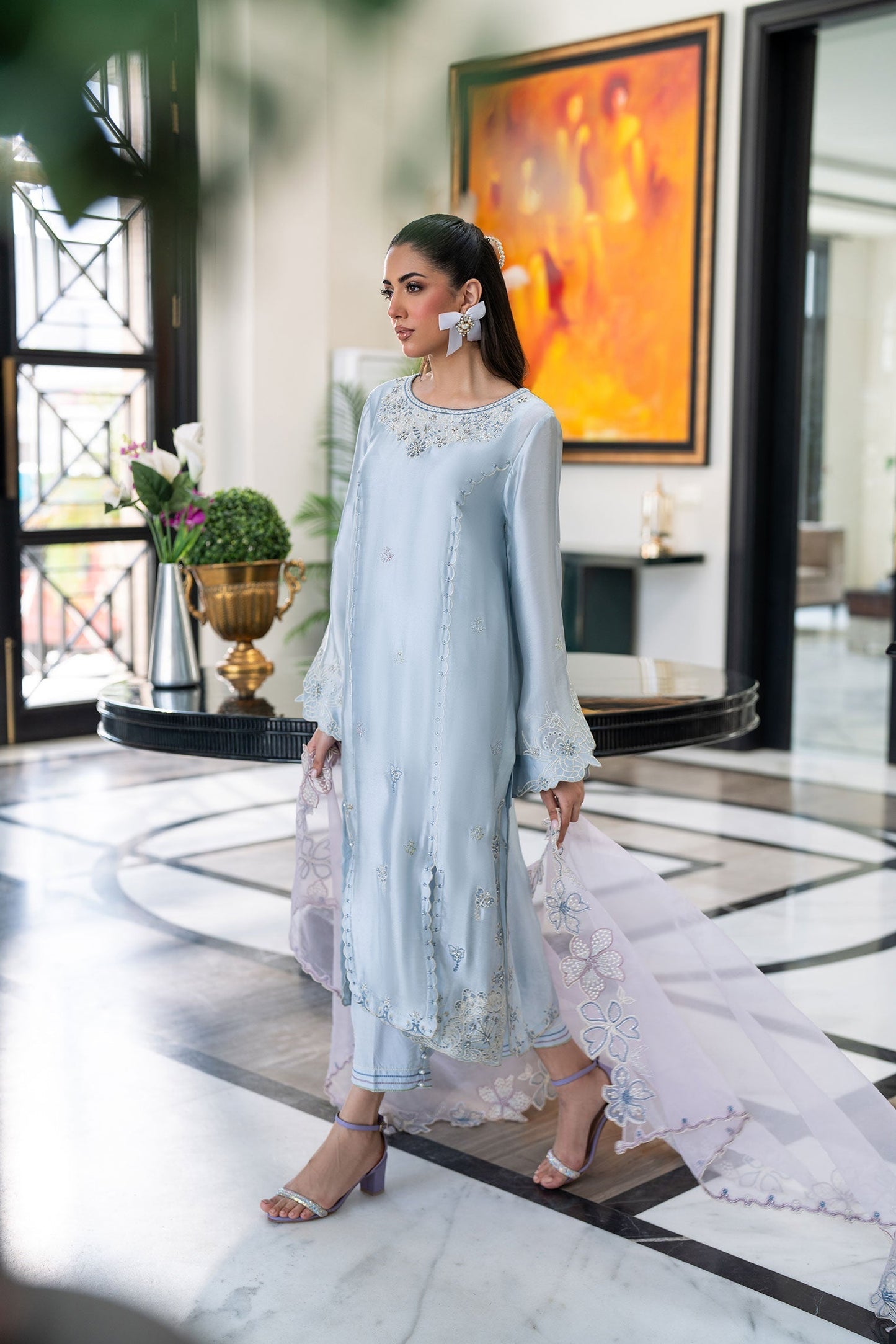 Dhanak | SS 25 Luxury Pret | SS25DL-0320 XS Light Blue Sheesha Silk