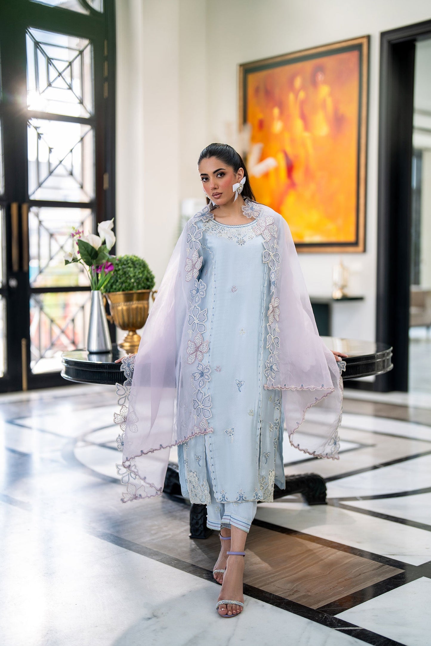 Dhanak | SS 25 Luxury Pret | SS25DL-0320 S Light Blue Sheesha Silk