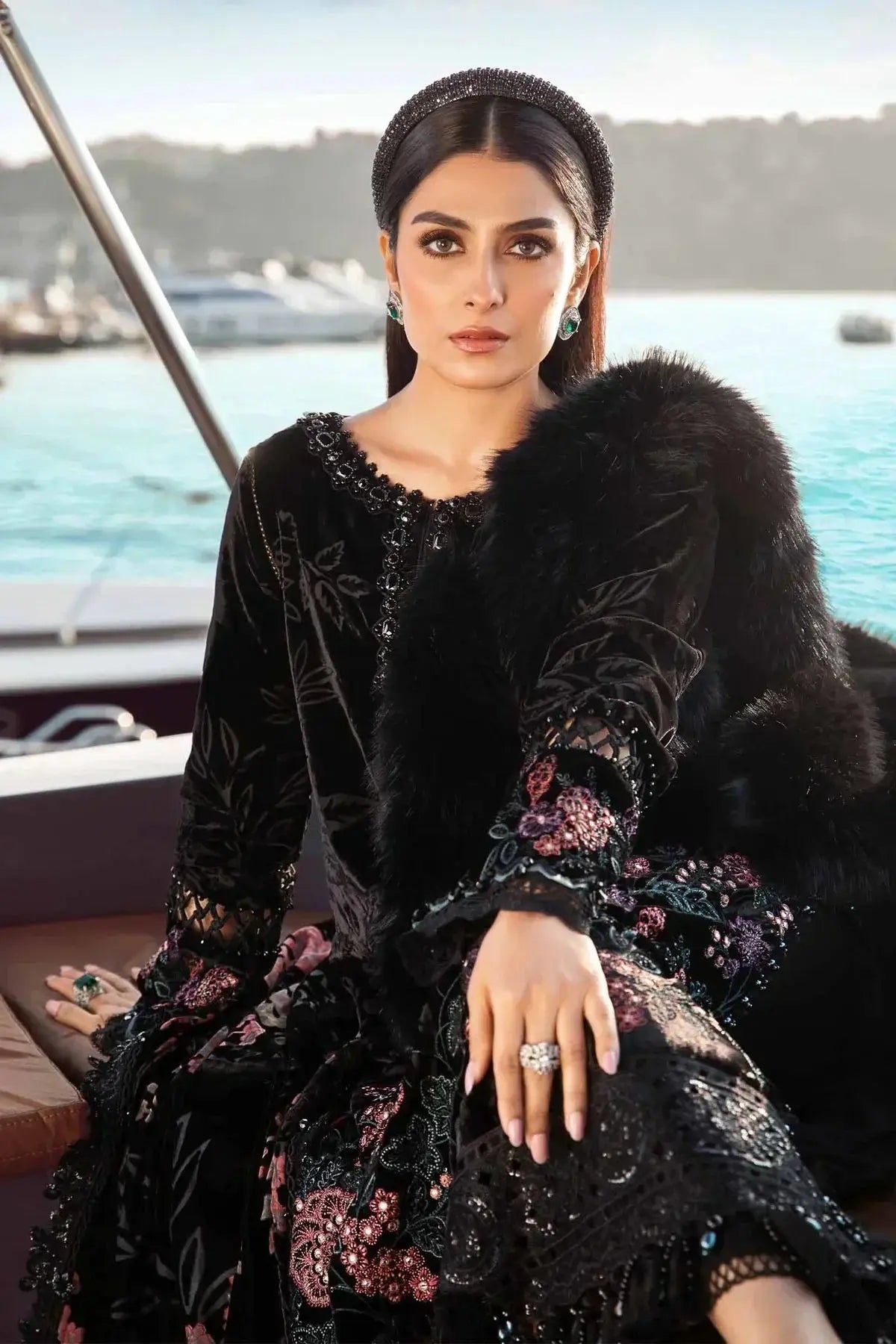 Maria B | Linen 23 | Black DL-1102 - Pakistani Designer Dress - by Maria B | Type: Luxury - 100% Original at Saira Sultan